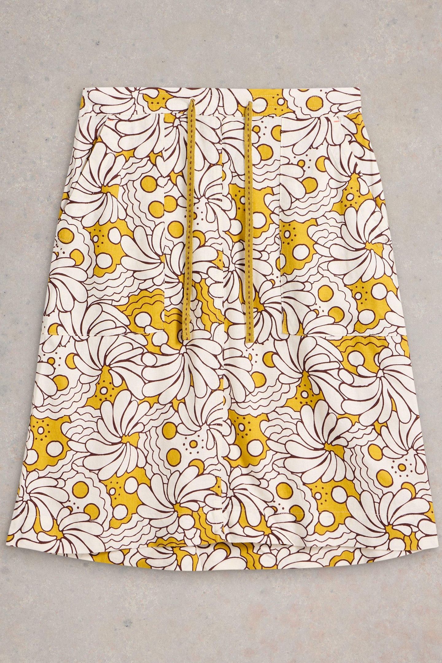 EVIE LINEN BLEND SKIRT YELLOW PRINT 5