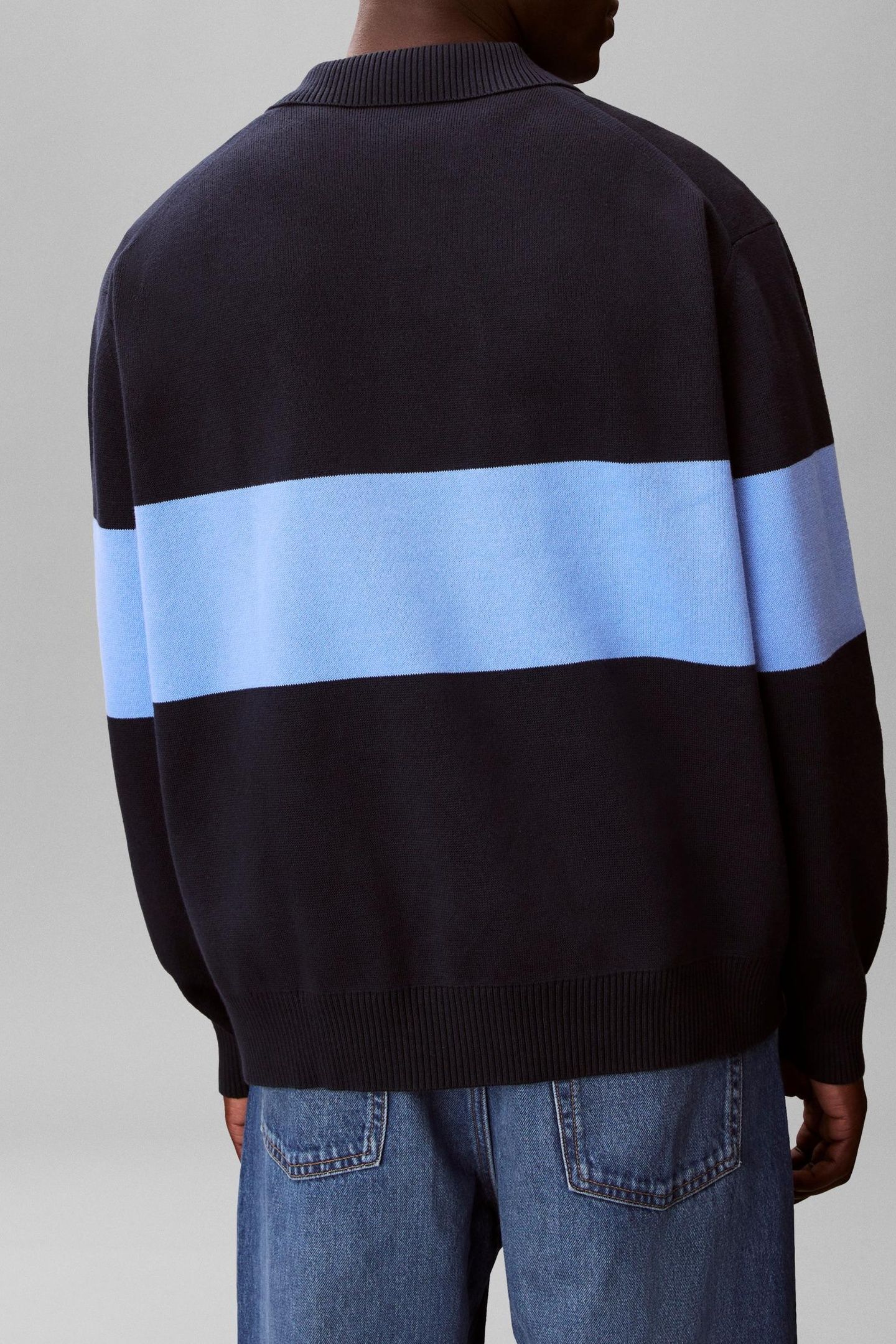 LONG SLEEVE PLACED STRIPE COTTON DARK SAPPHIRE 3