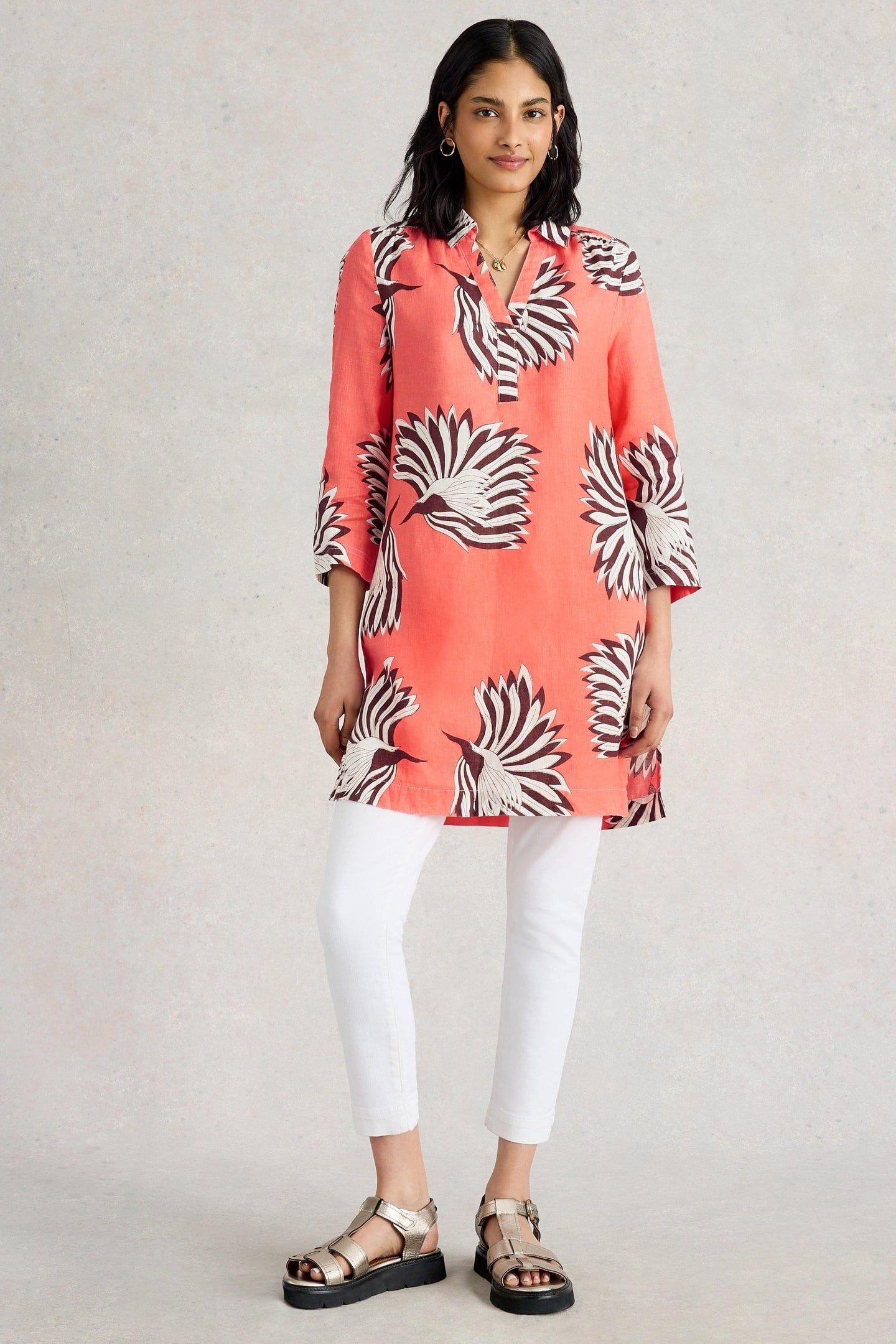 BLAKE LINEN TUNIC PINK PRINT 2
