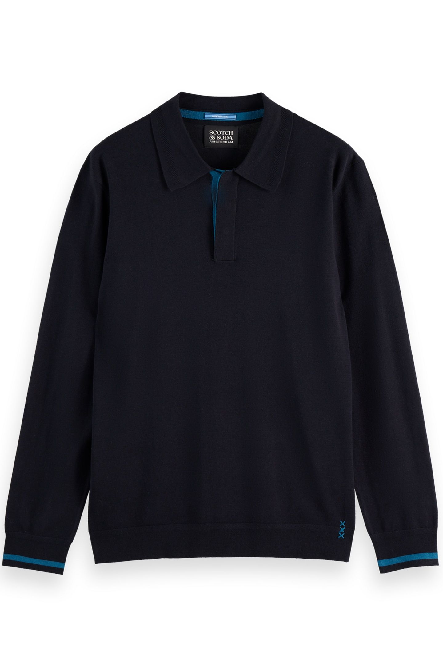 ECOVERO BLEND KNITTED LONG SLEEVE POLO ANTHRACITE 3