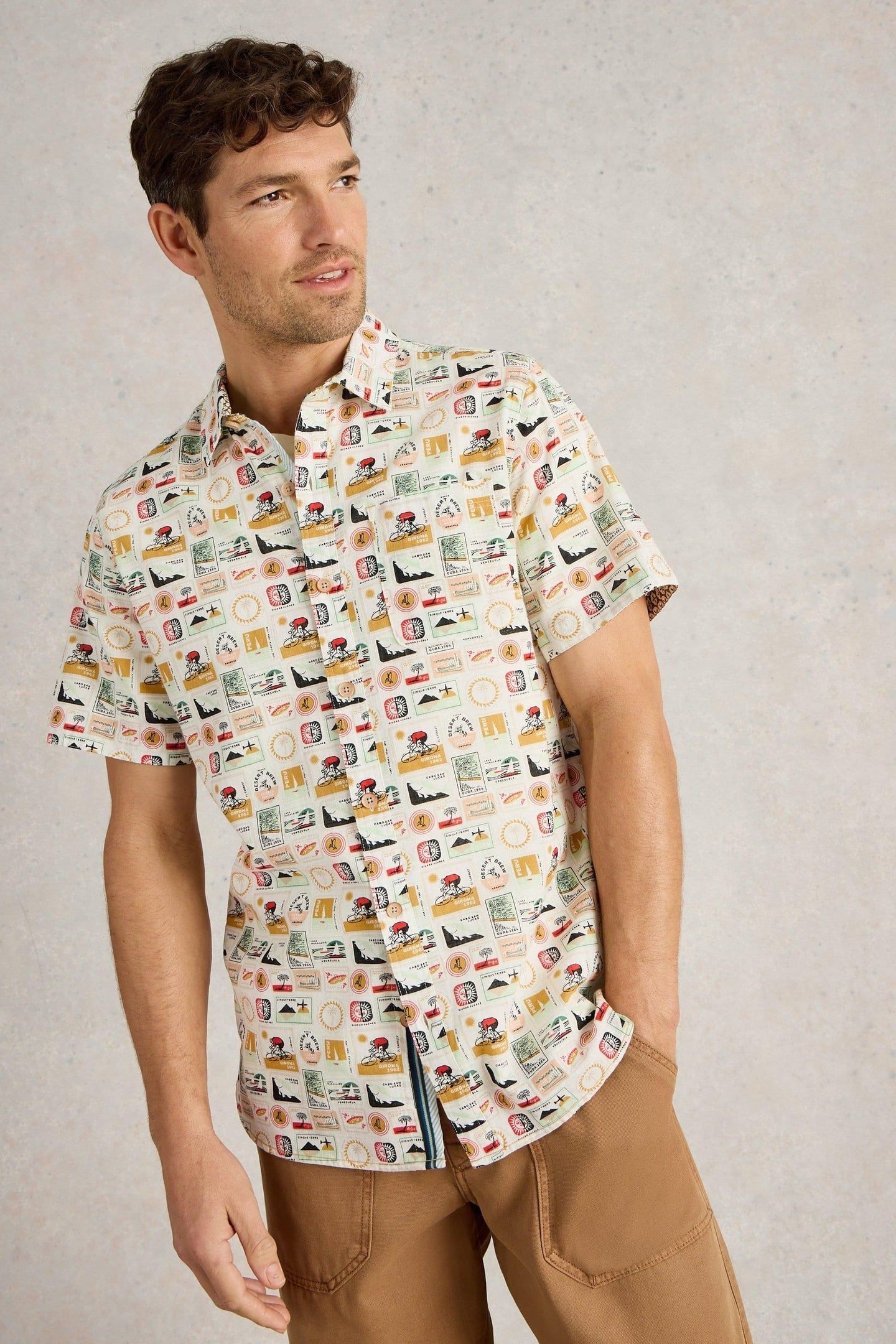 FINSBURY TRAVEL PRINTED SHIRT NATURAL PRINT 1
