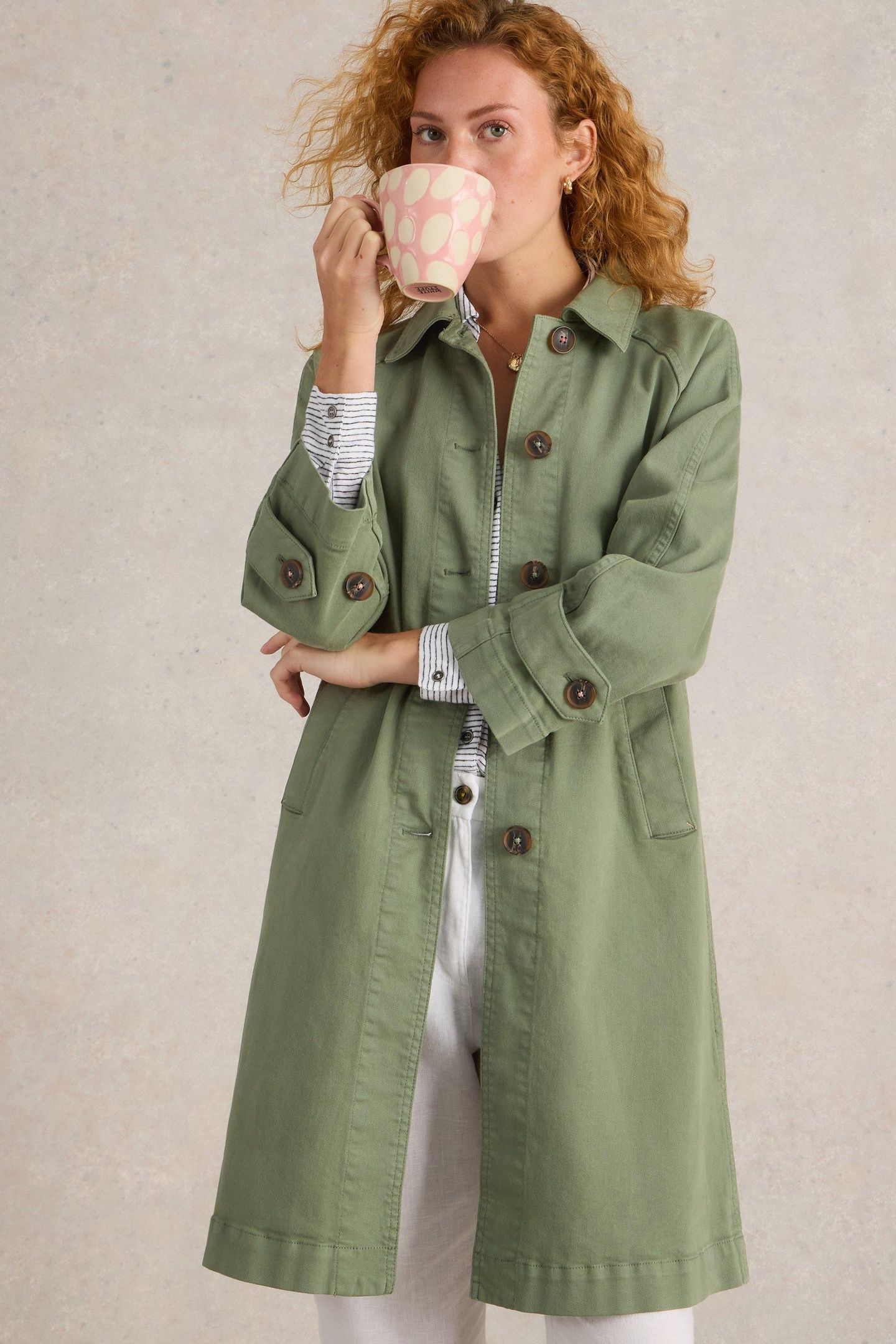 OAKLEIGH DENIM COAT MID GREEN 7