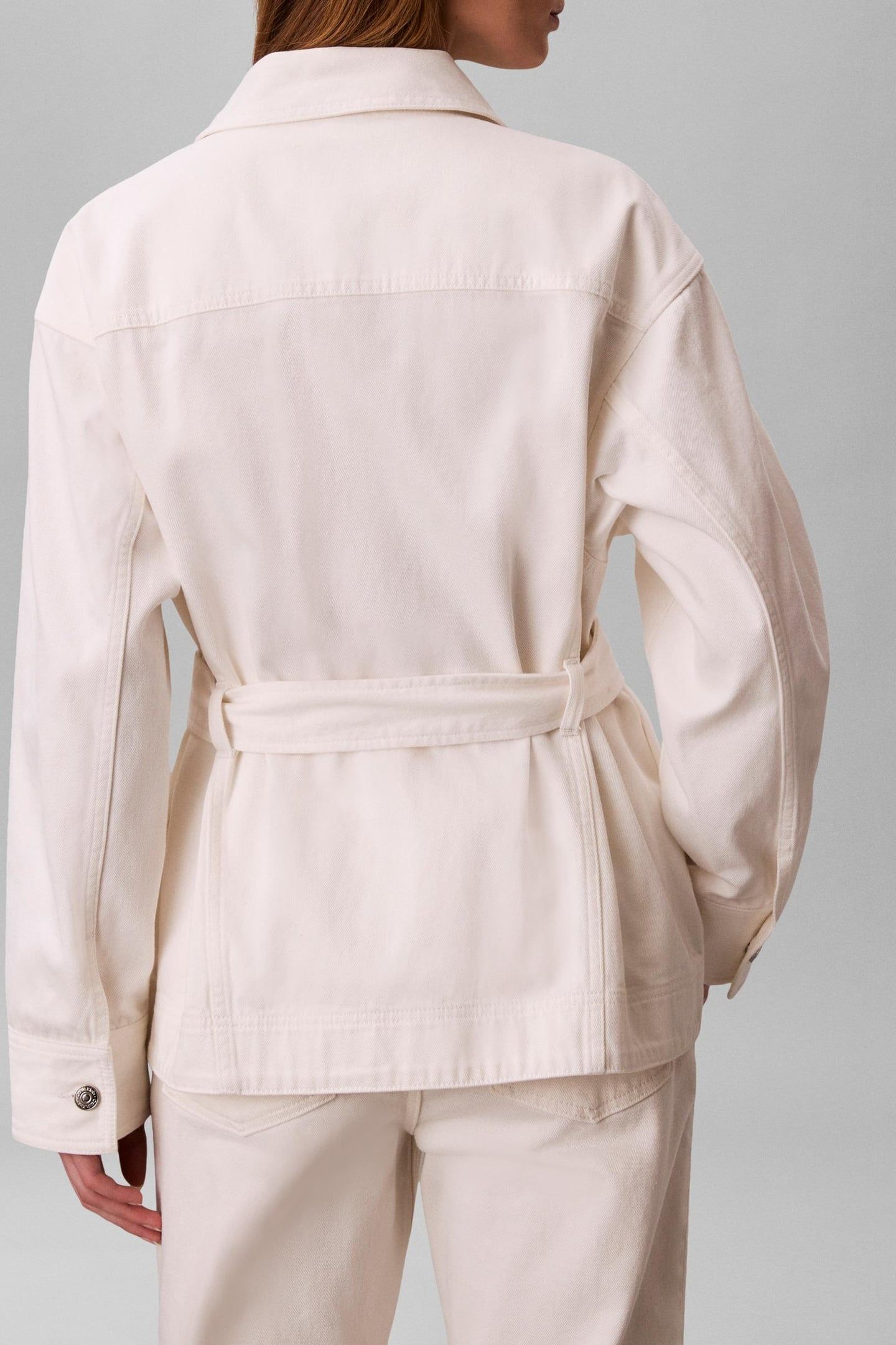 WASHED COTTON CINCHED JACKET CHALK WHITE 2