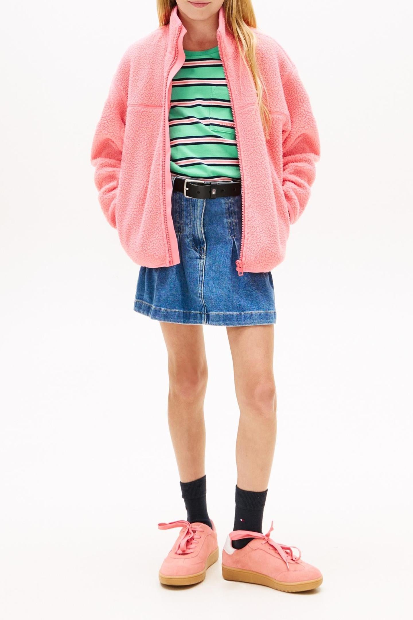 GIRLS DENIM PLEATED SKIRT TRUE BLUE DENIM 2