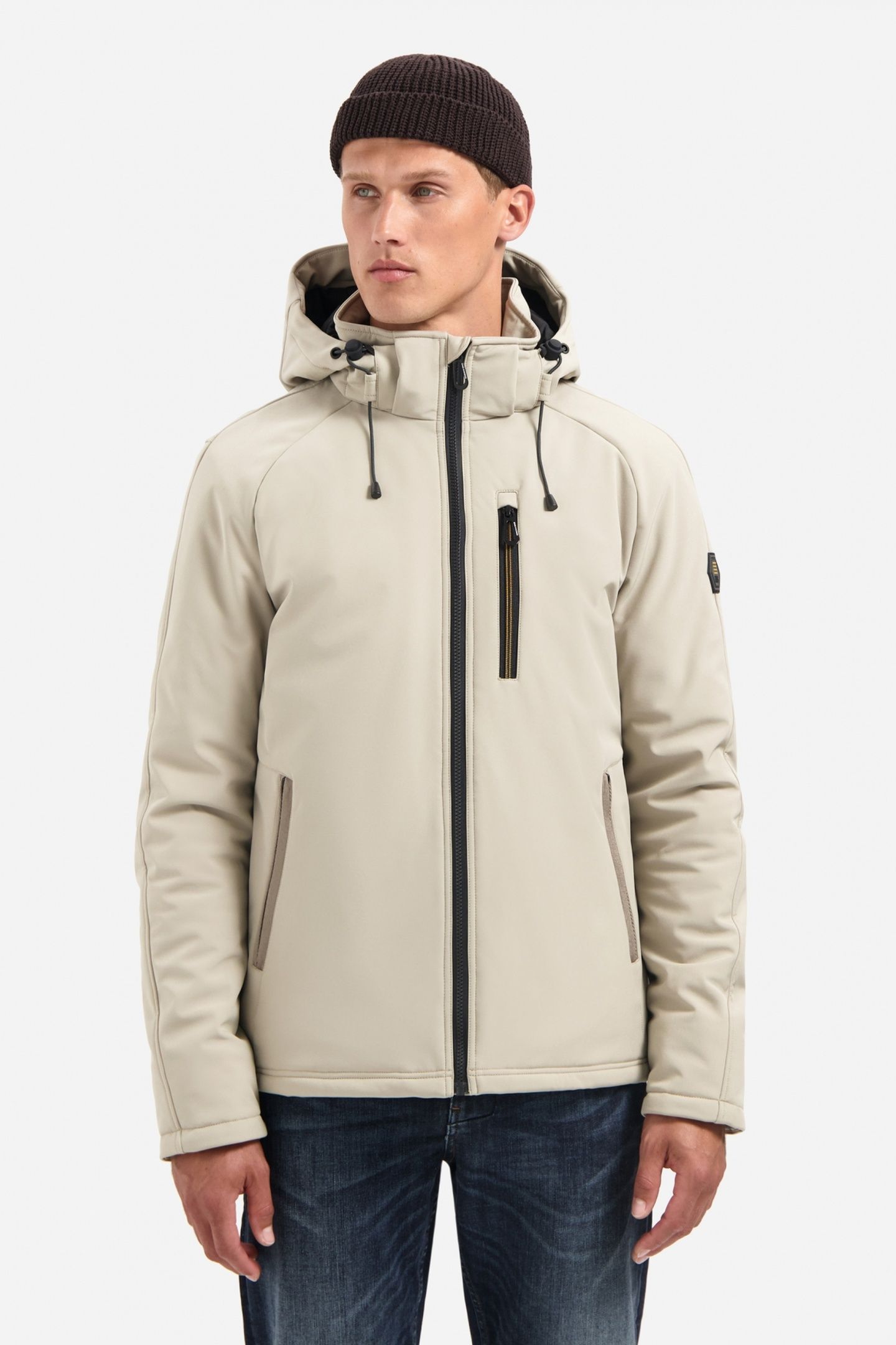 JACKET SHORT FIT HOODED SOFTSHELL STRETCH STONE 1