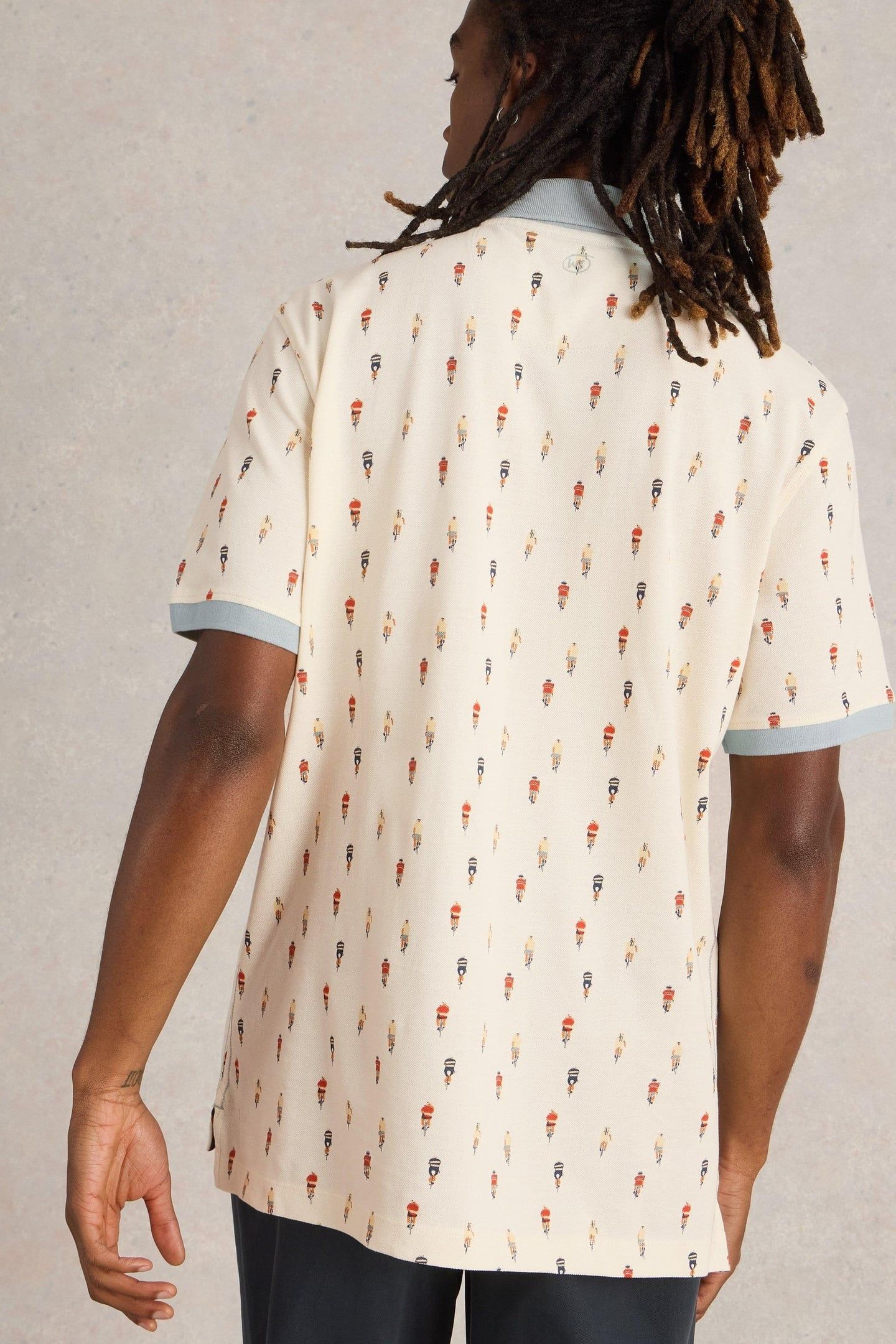 BIKE PRINTED POLO WHITE PRINT 3