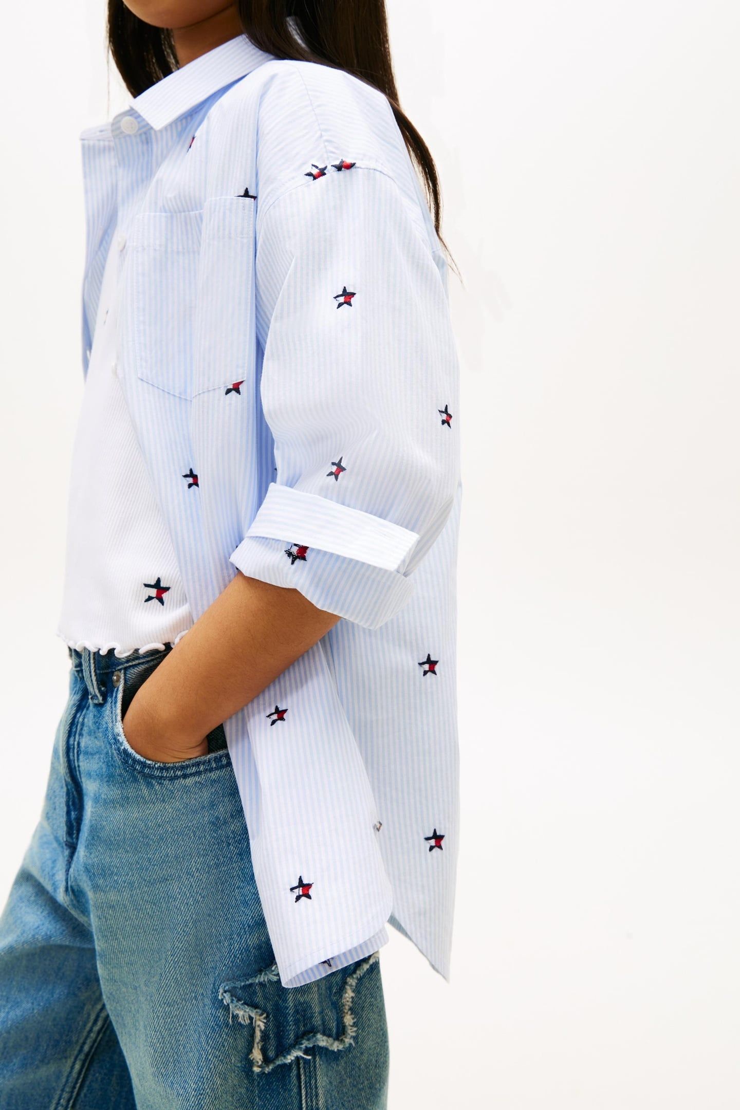 GIRLS STRIPED STAR SHIRT SWEET BLUE STRIPES 4