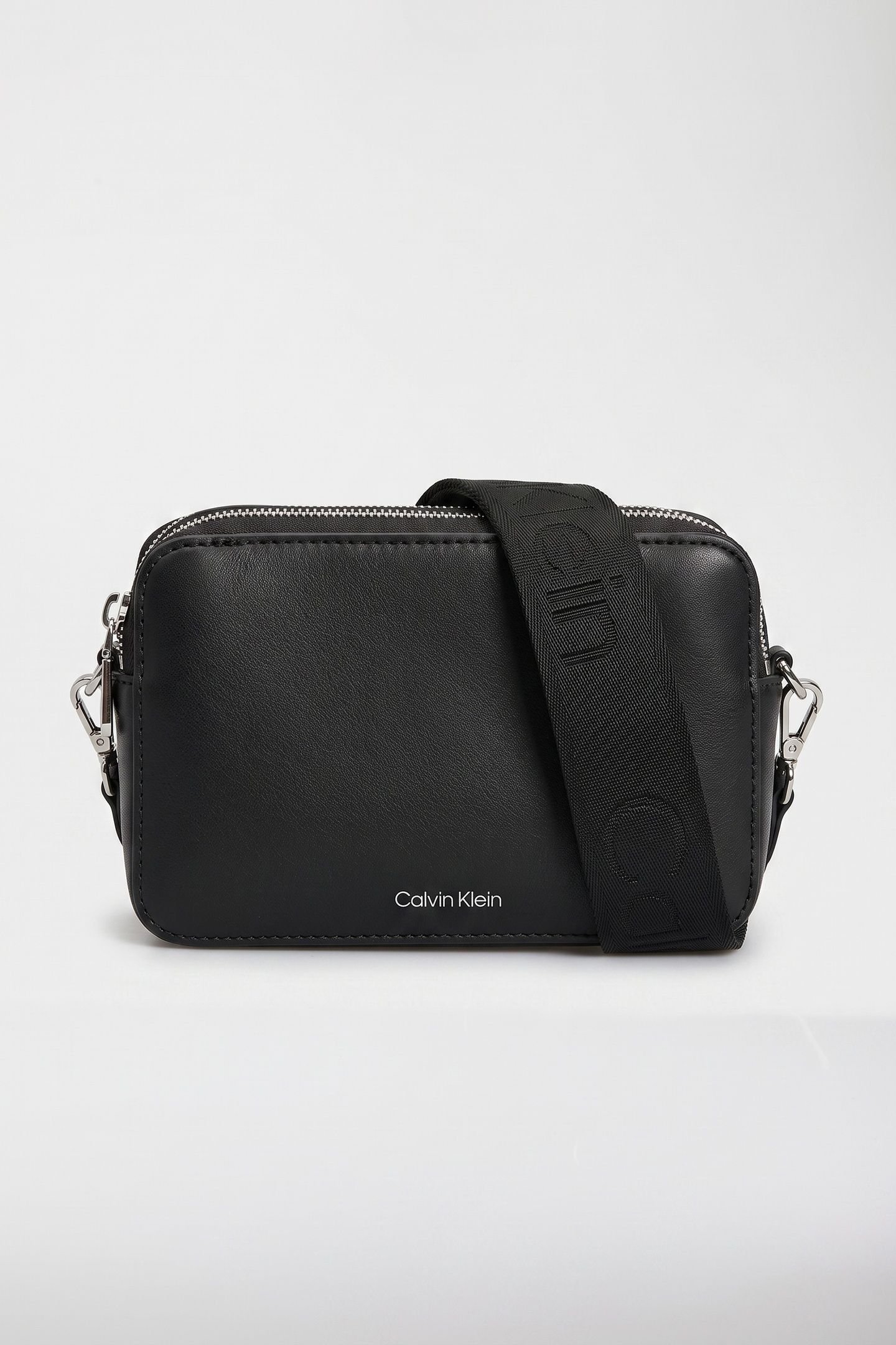 WEBBING DOUBLE STRAP CROSSOVER BLACK/SHINY NICKEL 2