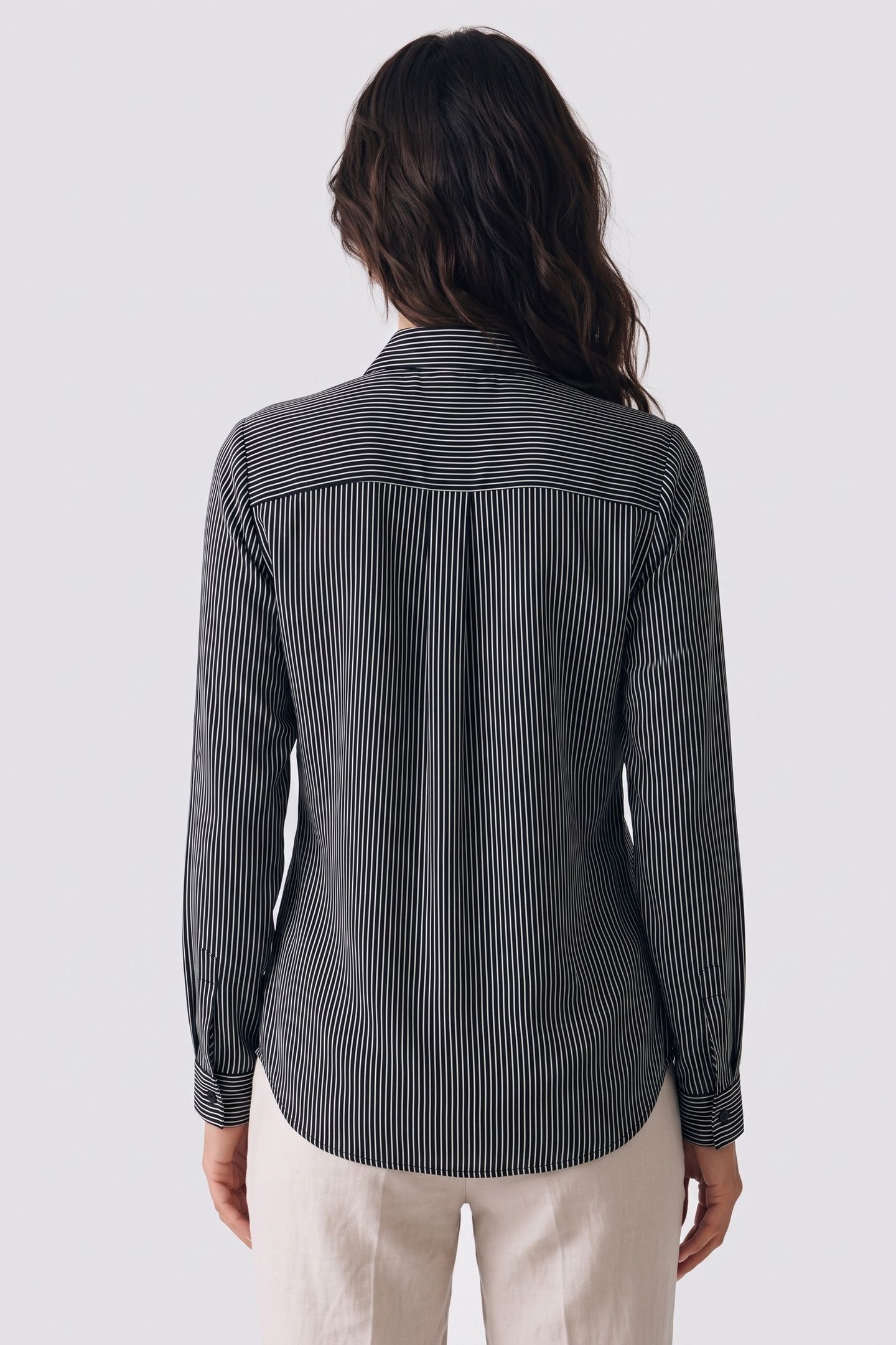 LONG-SLEEVED SHIRT WITH A VALANCED CARDIGAN BLACK WHITE 2