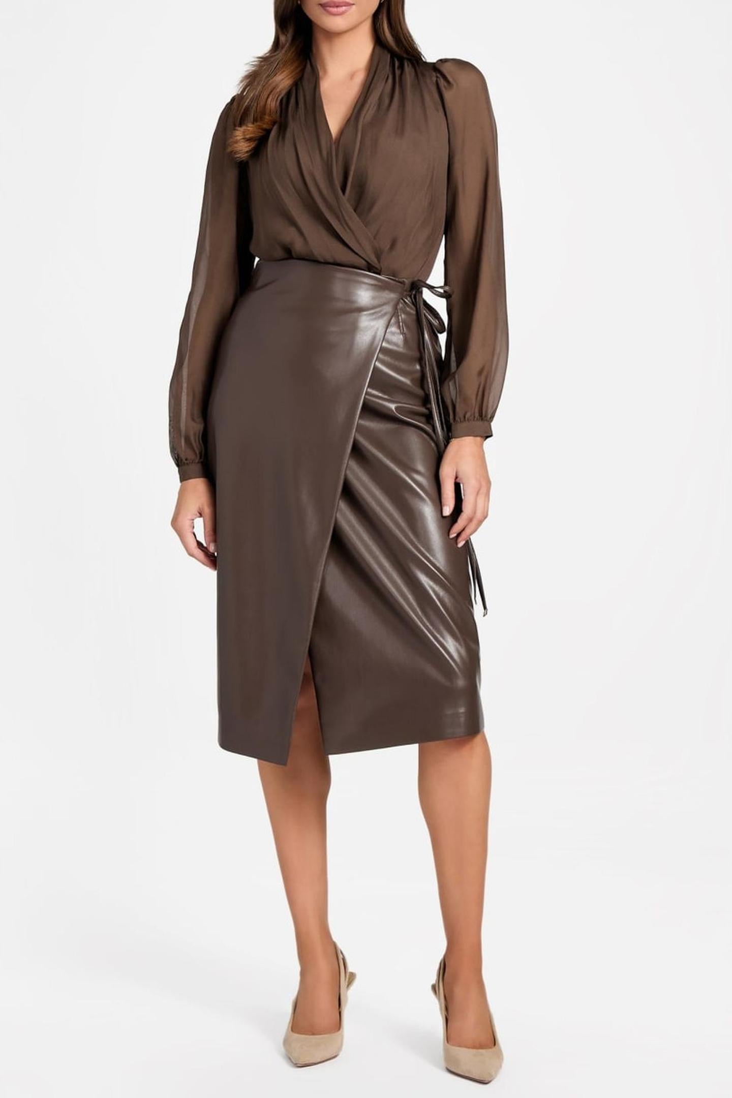 GLADYS WRAP SKIRT CHOCOLATE BROWNIE 2