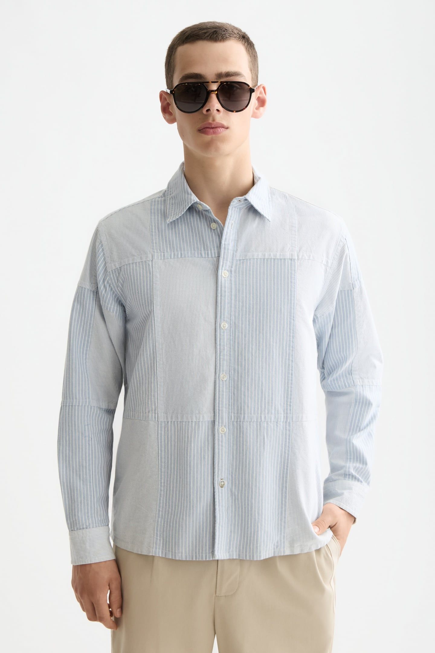 PATCHWORK RELAXED-FIT OXFORD SHIRT BLUE / BLUE STRIPE 1