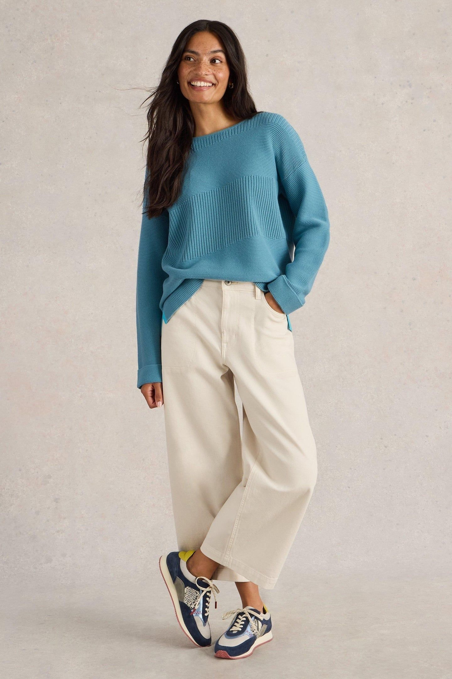 JANA MIX STITCH JUMPER MID BLUE 1