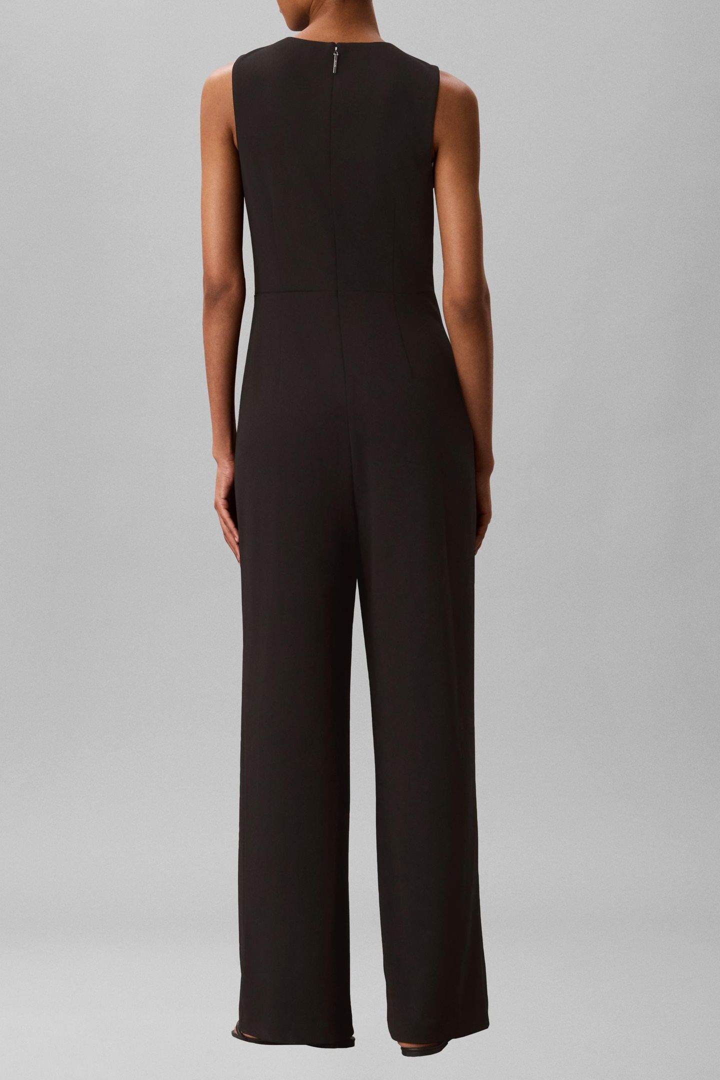 SCUBA CREPE SLEEVELESS JUMPSUIT BLACK 3