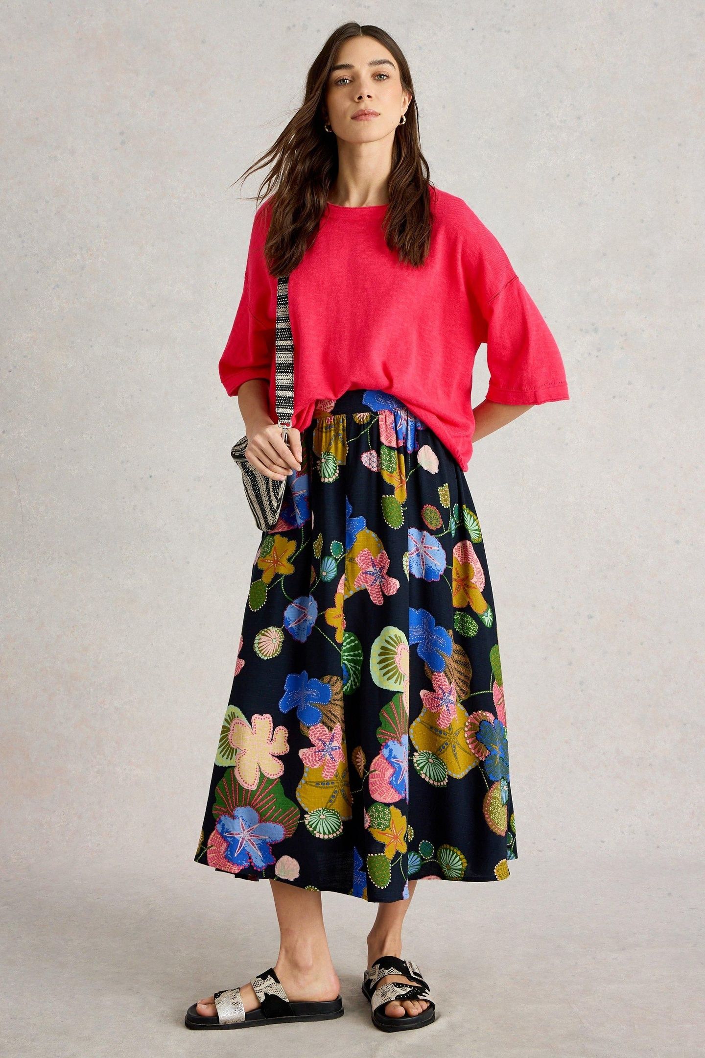 KATE LINEN BLEND TEE BRIGHT PINK 2