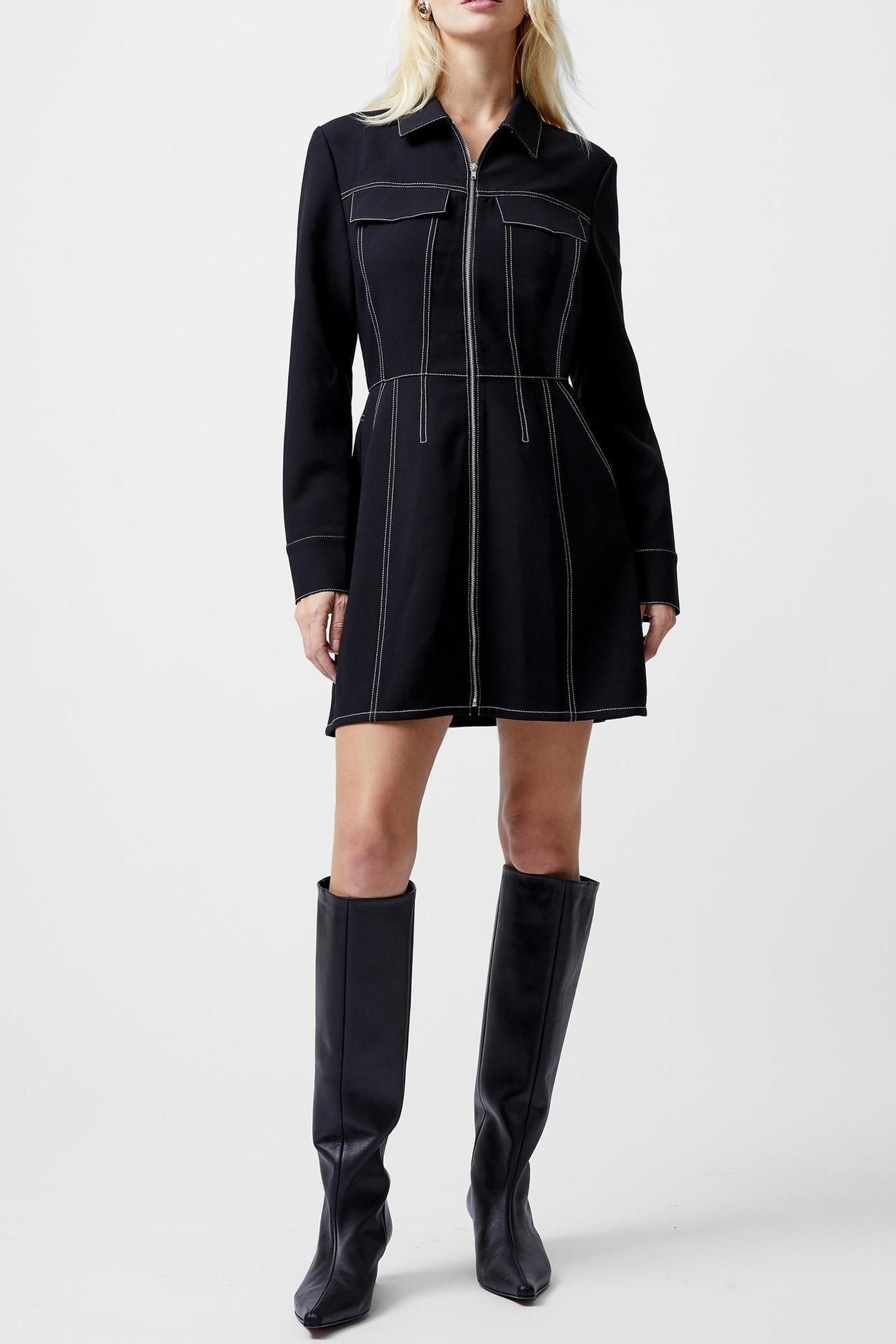 AZRA TWILL MINI DRESS BLACK 1