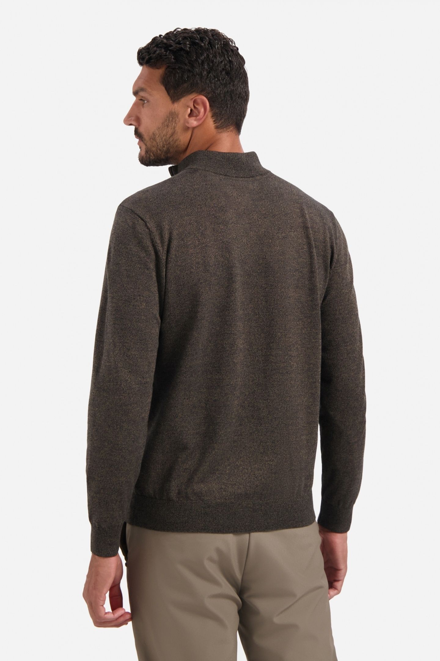 PULLOVER HALF ZIP 2 COLOURED MELANGE TAUPE 4