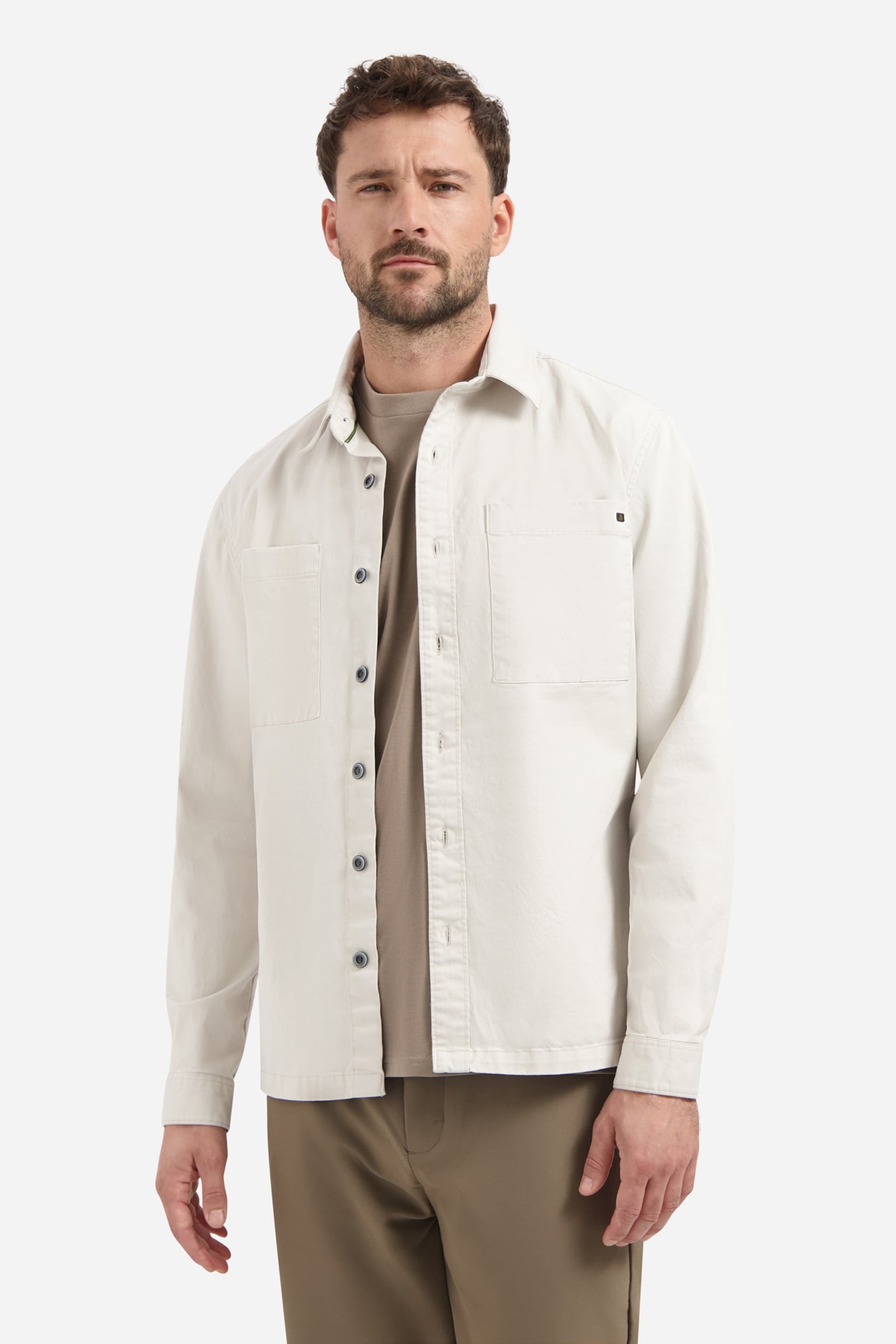 OVERSHIRT BUTTONS STRETCH CHALK 1