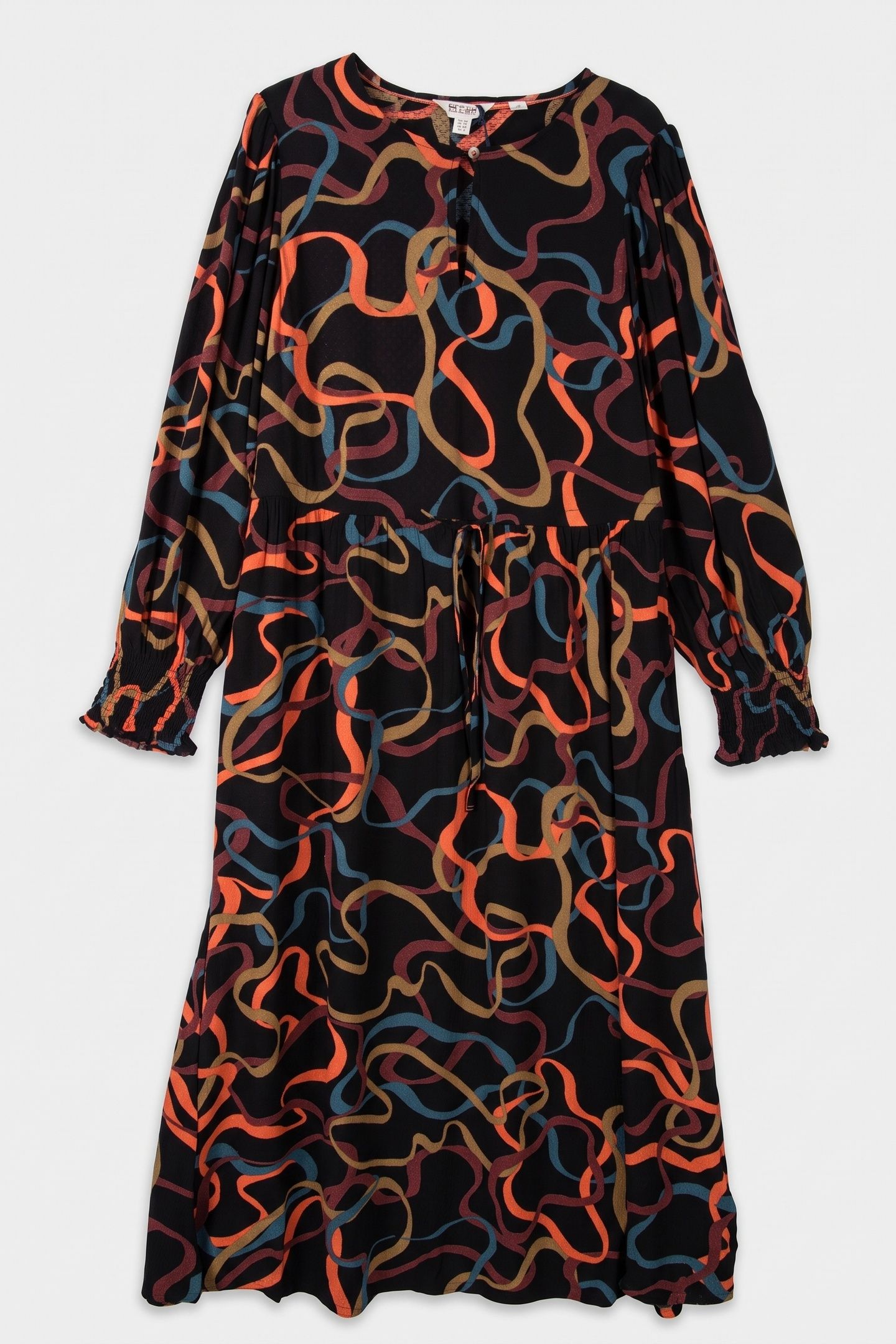 ANGIE MIDI DRESS BLACK MULTI 3