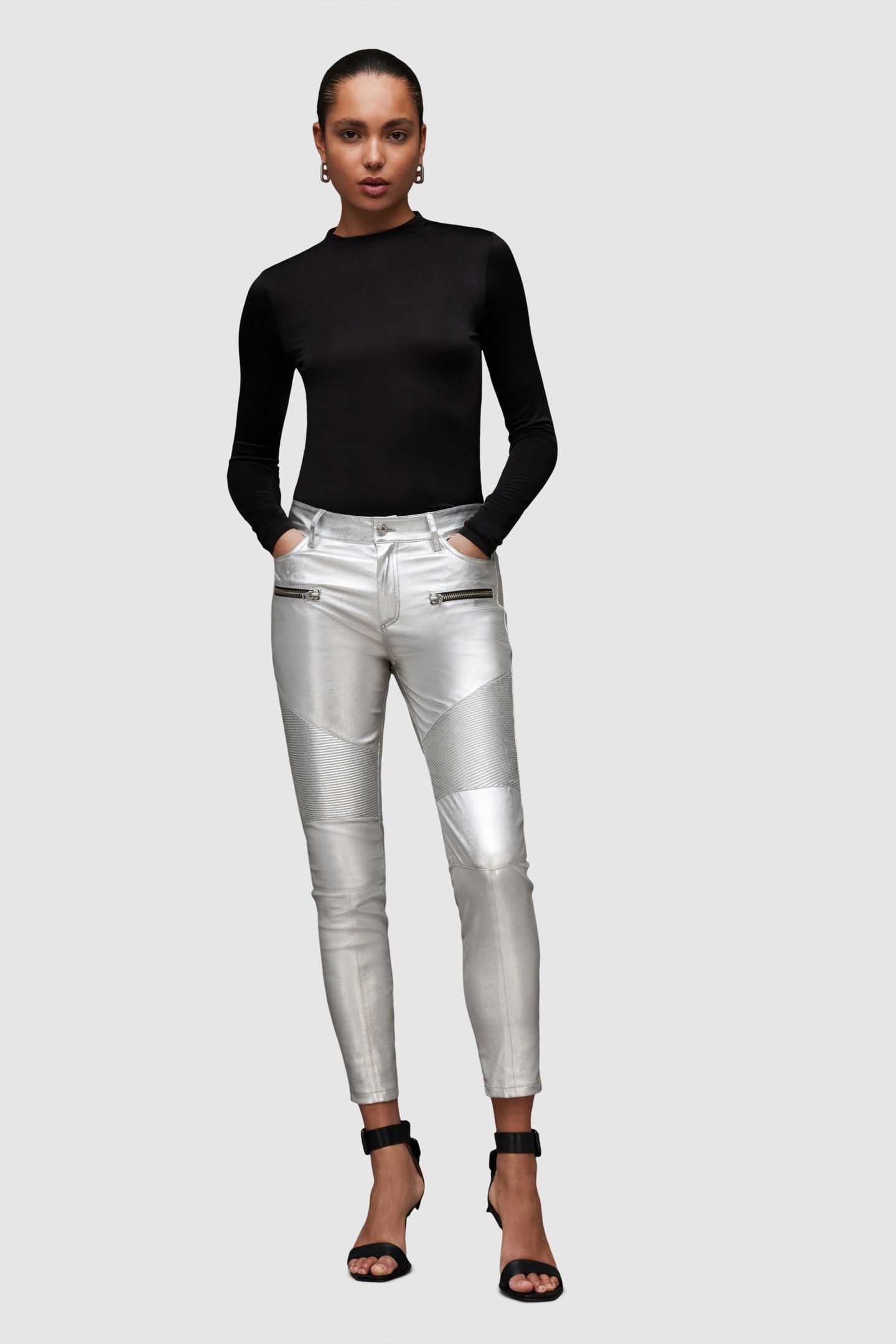 SURI LEA BIKER JEAN SILVER 1