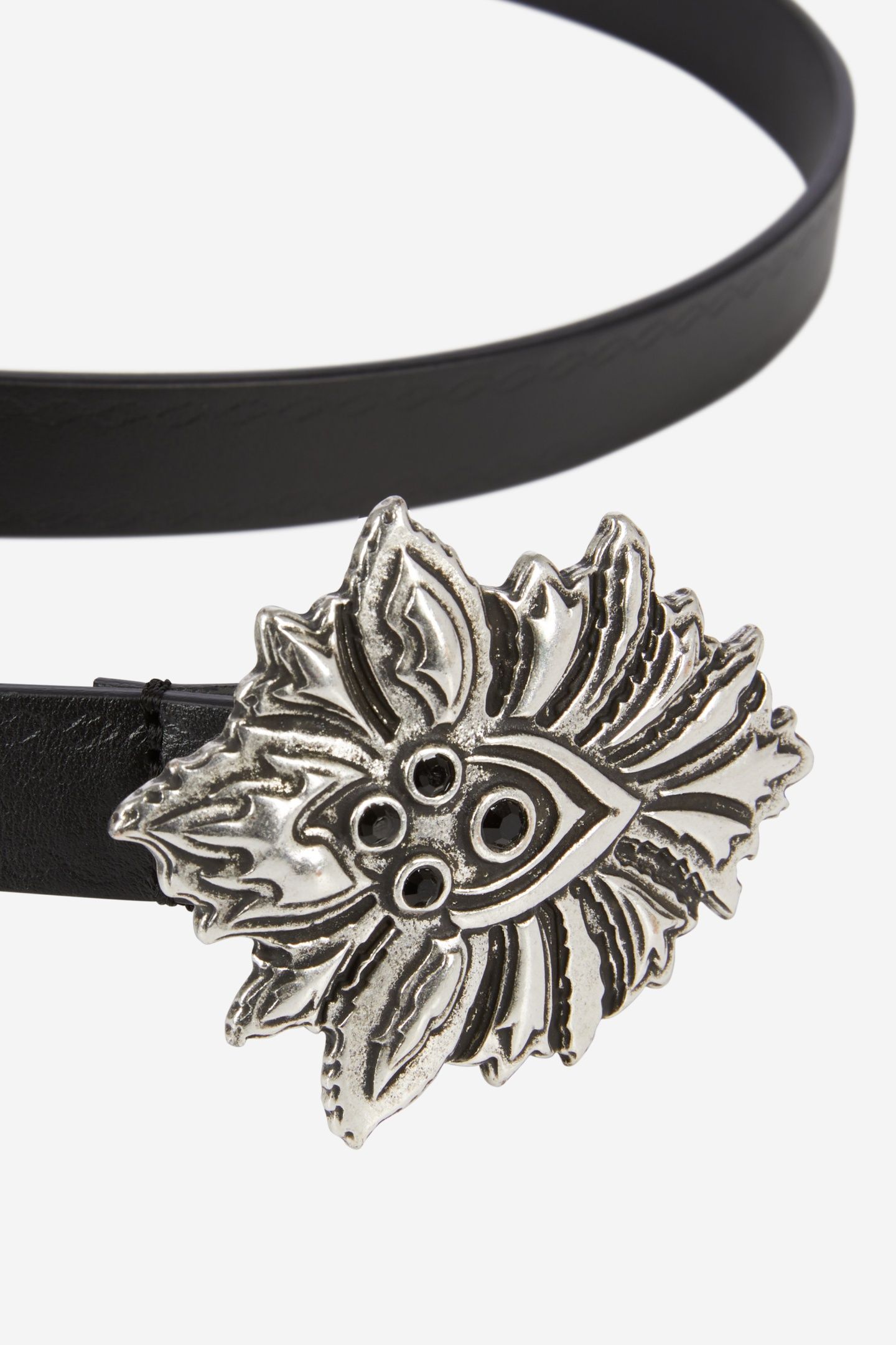 LEATHER BELT WITH BLACK RHINESTONE BUCKLE BLACK 3