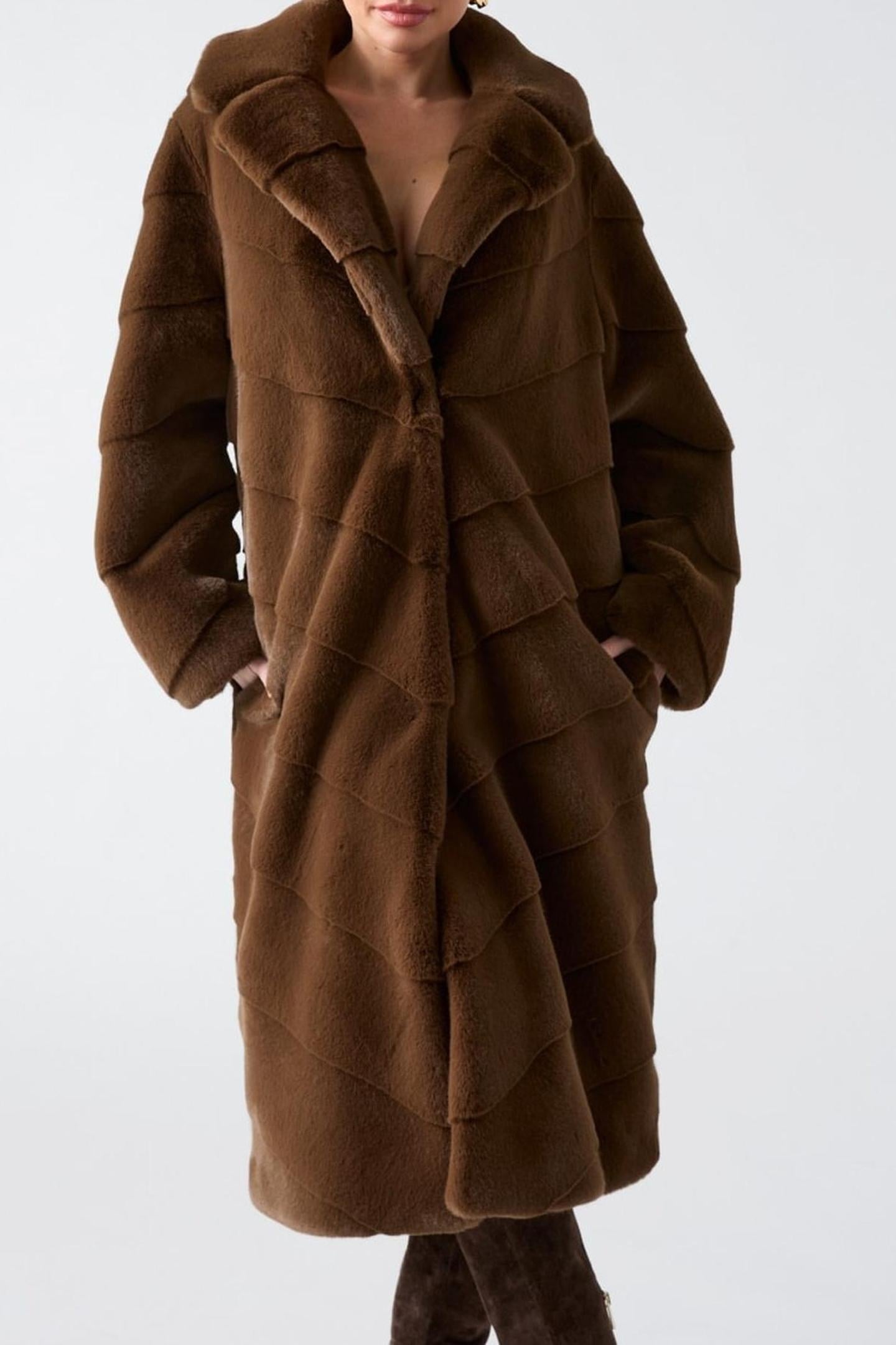 MAYA FAUX FUR LONG C CHOCOLATE BROWNIE MU 1