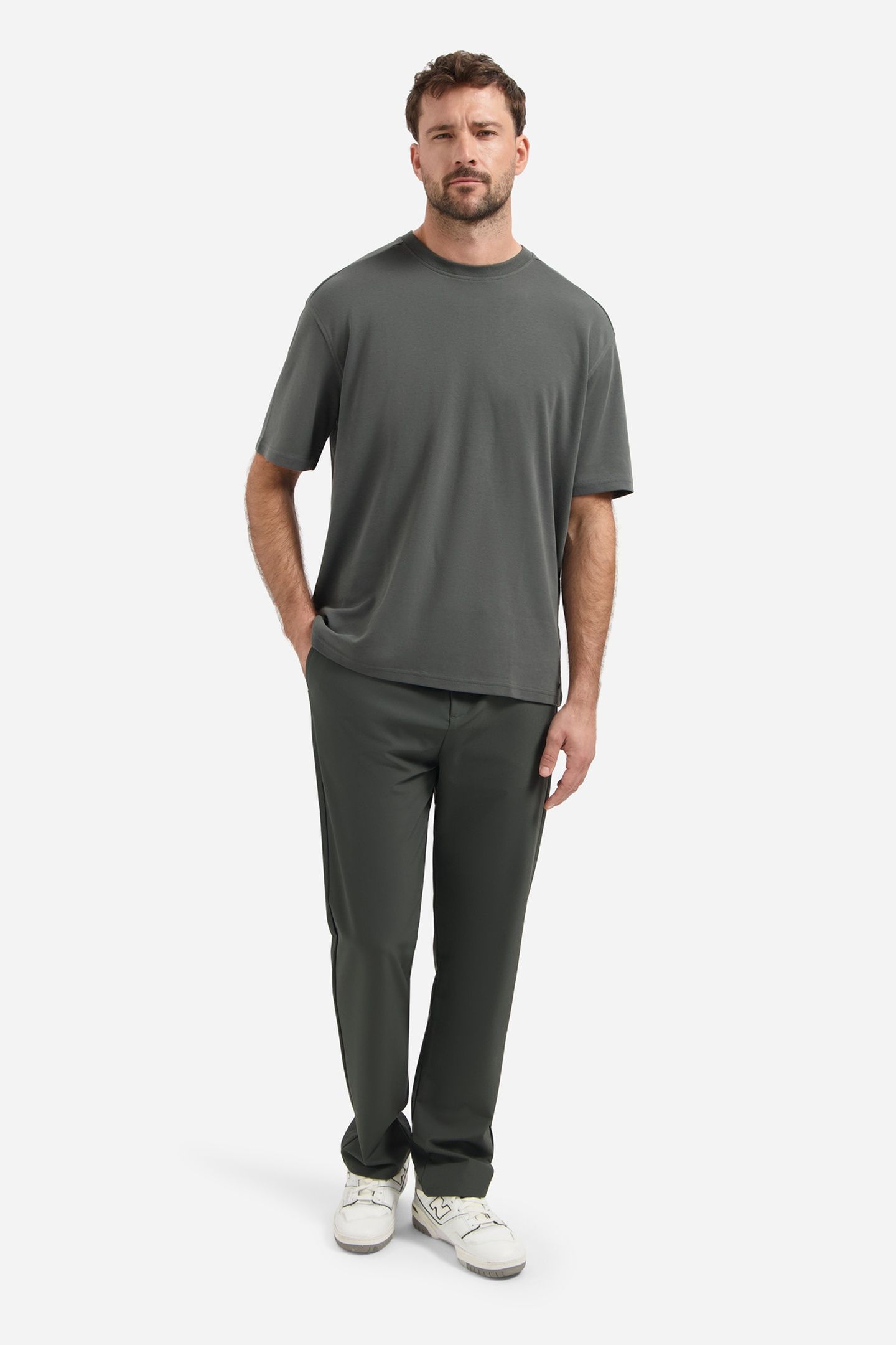 T-SHIRT CREWNECK SOLID HEAVY INTERLOCK DARK STEEL 3