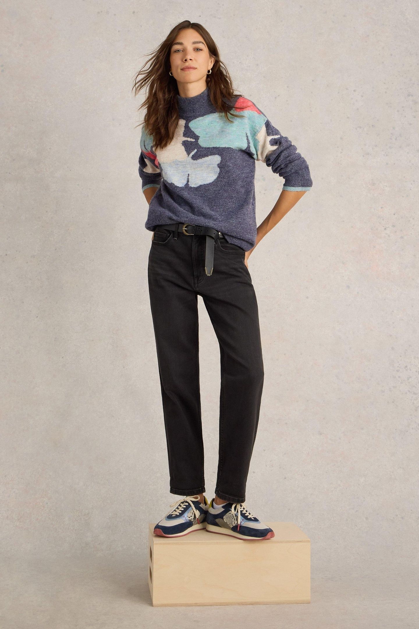 LUCY LEAF JUMPER BLUE MULTI 2