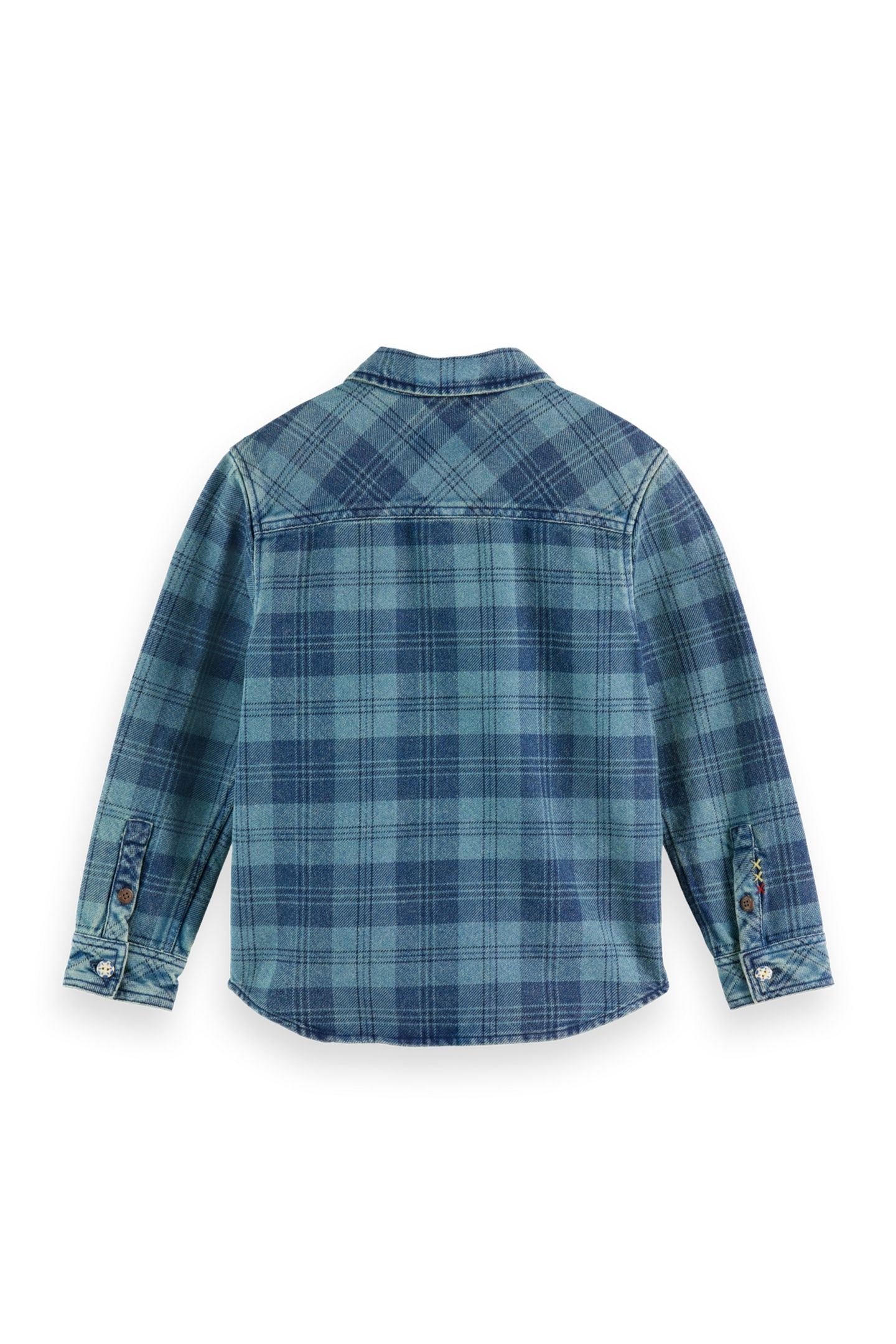 BOYS DENIM WASHED CHECKED OVERSHIRT INDIGO CHECK 2