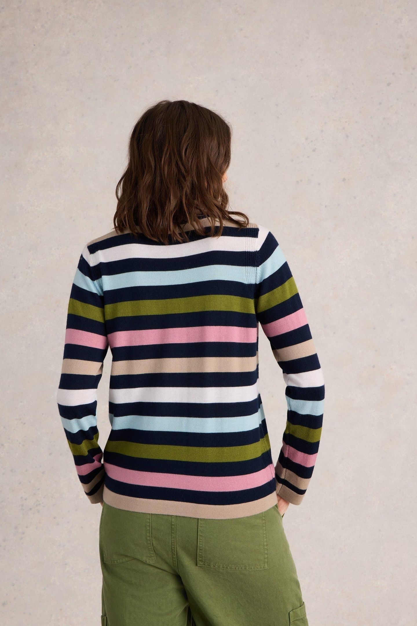 MULTI STRIPE CREW MERINO NAVY MULTI 2
