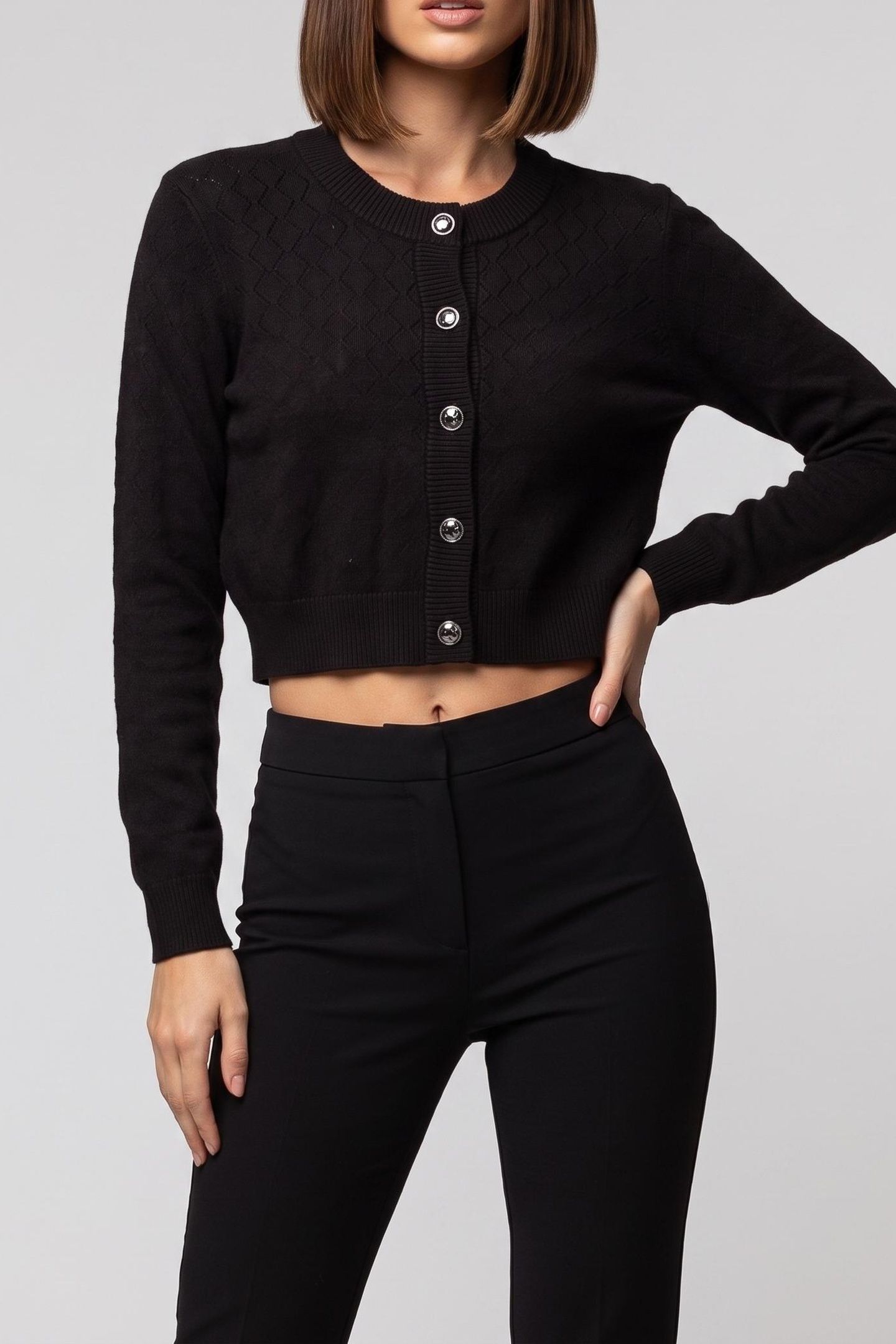 GUESS ECO HOLLAND CN LS CARDI JET BLACK A996 1