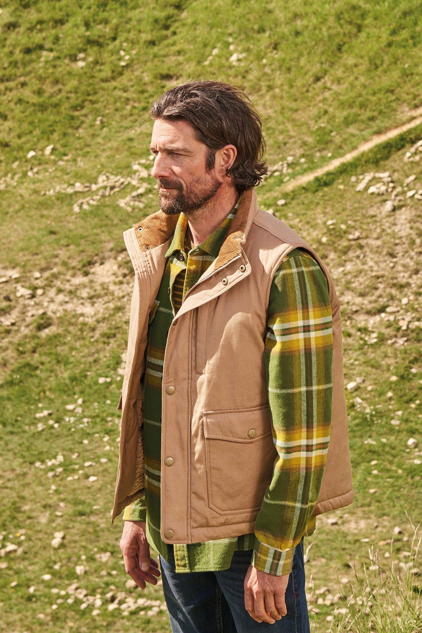 CANVAS GILET MID TAN 7