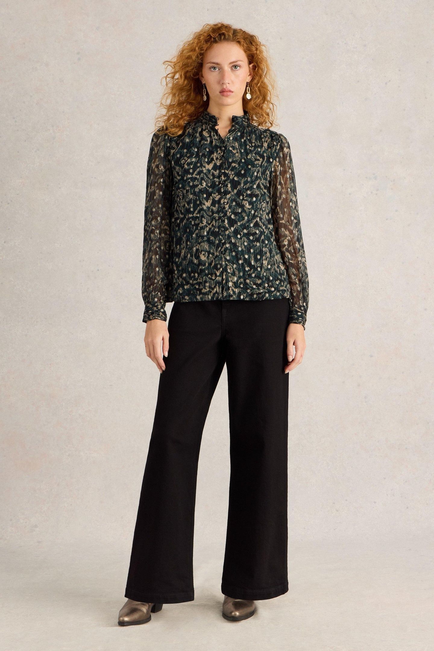 MIRABEL METALLIC SPOT TOP BLACK MULTI 1