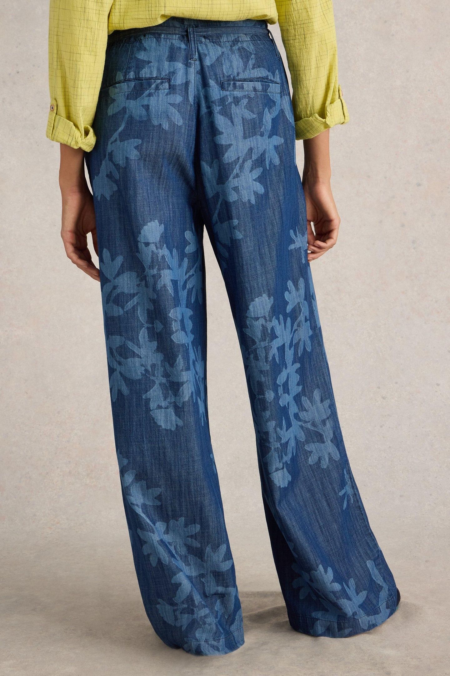 FARAH DENIM WIDE LEG TROUSER DENIM PRINT 3