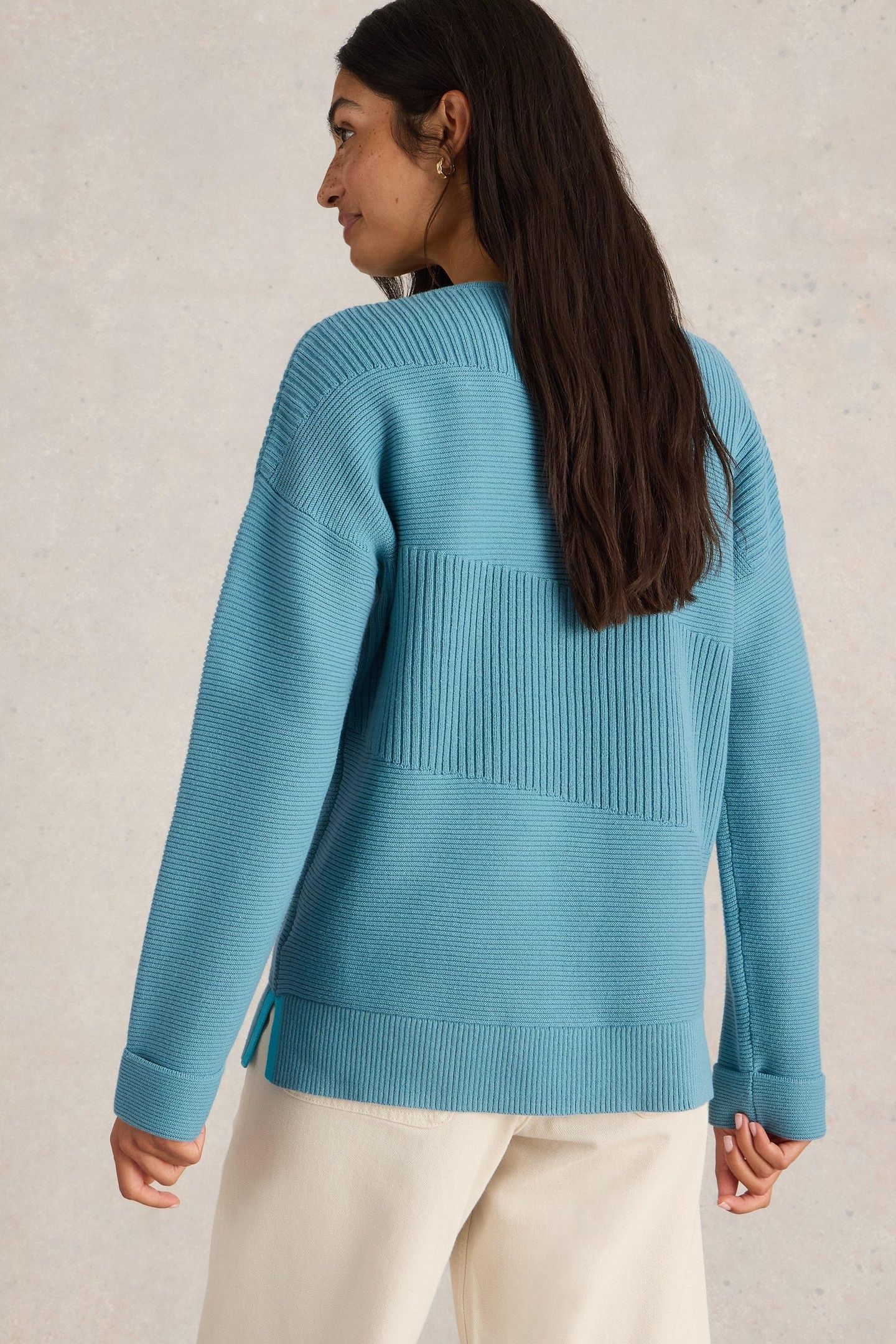 JANA MIX STITCH JUMPER MID BLUE 3
