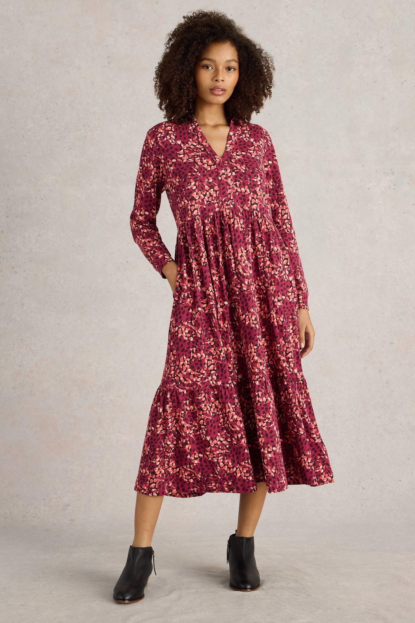 AIMEE JERSEY DRESS PLUM MULTI 2