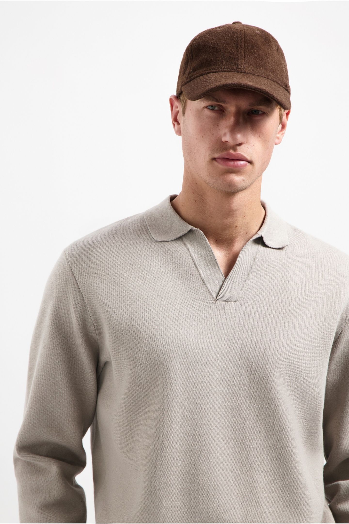 PULLOVER OPEN POLO COLLAR RELIEF CLAY 3