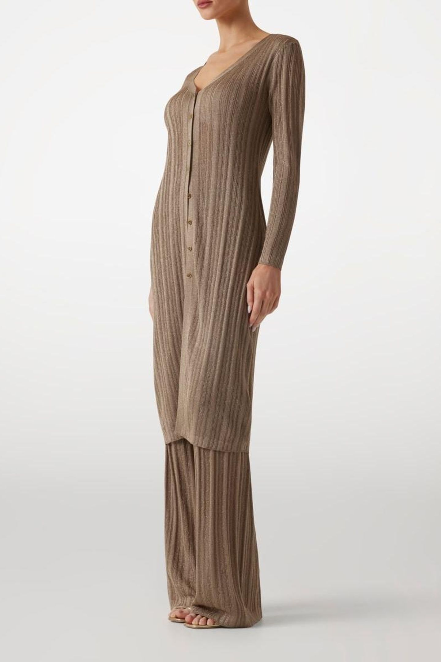 GIA RIBBED SWTR PANT NATURAL ALMOND + GOL 4