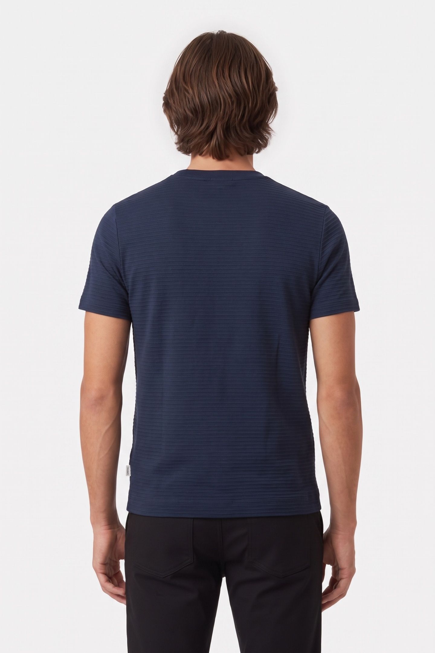 SS TEXTURED STRIPE CREW DARK SAPPHIRE 2