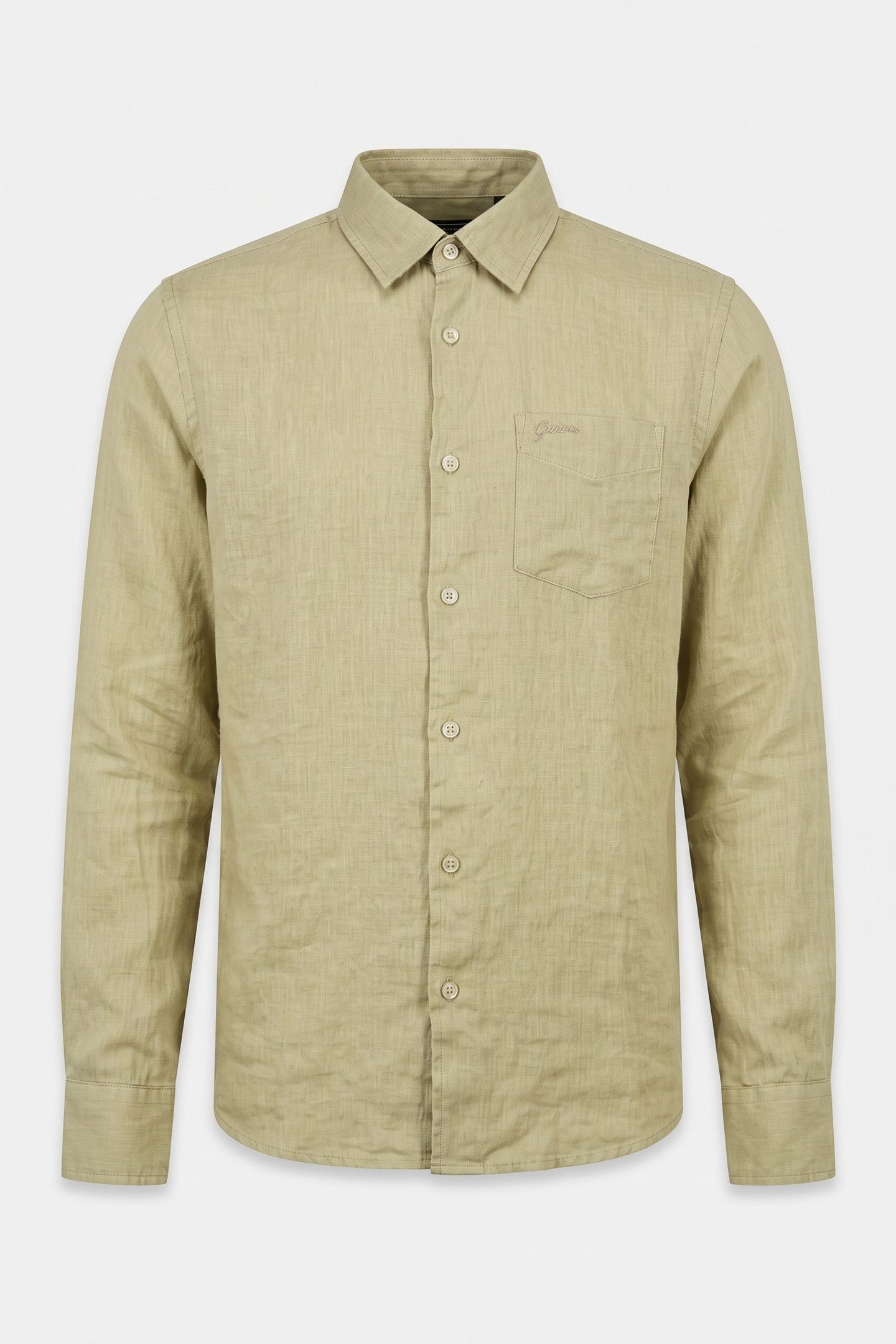 GUESS ECO LS NAPA LINEN SHIRT VETIVER LEAF MULTI 3