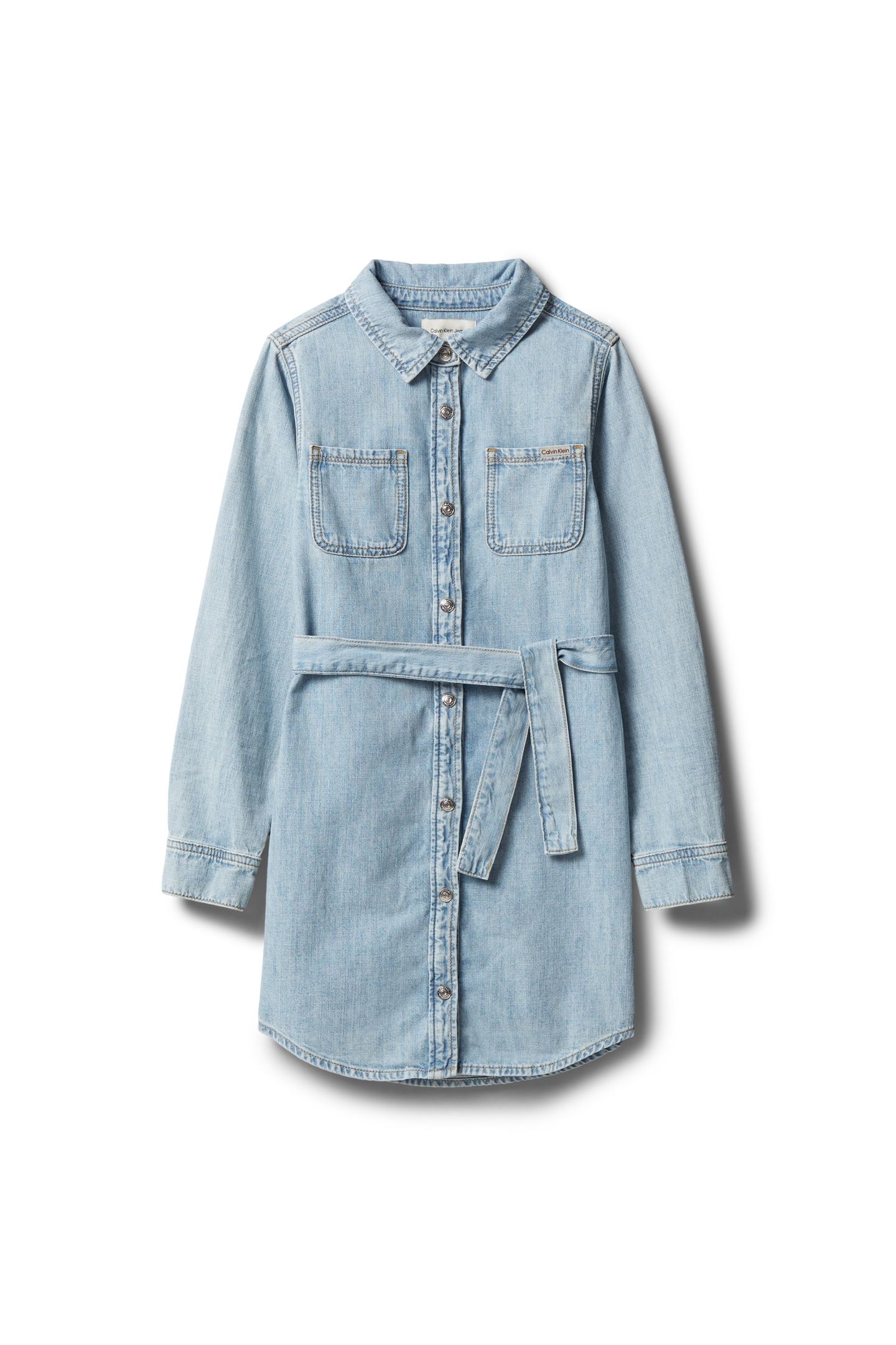 GIRLS DENIM SHIRT DRESS LONG SLEEVE ANDREW WASH 3