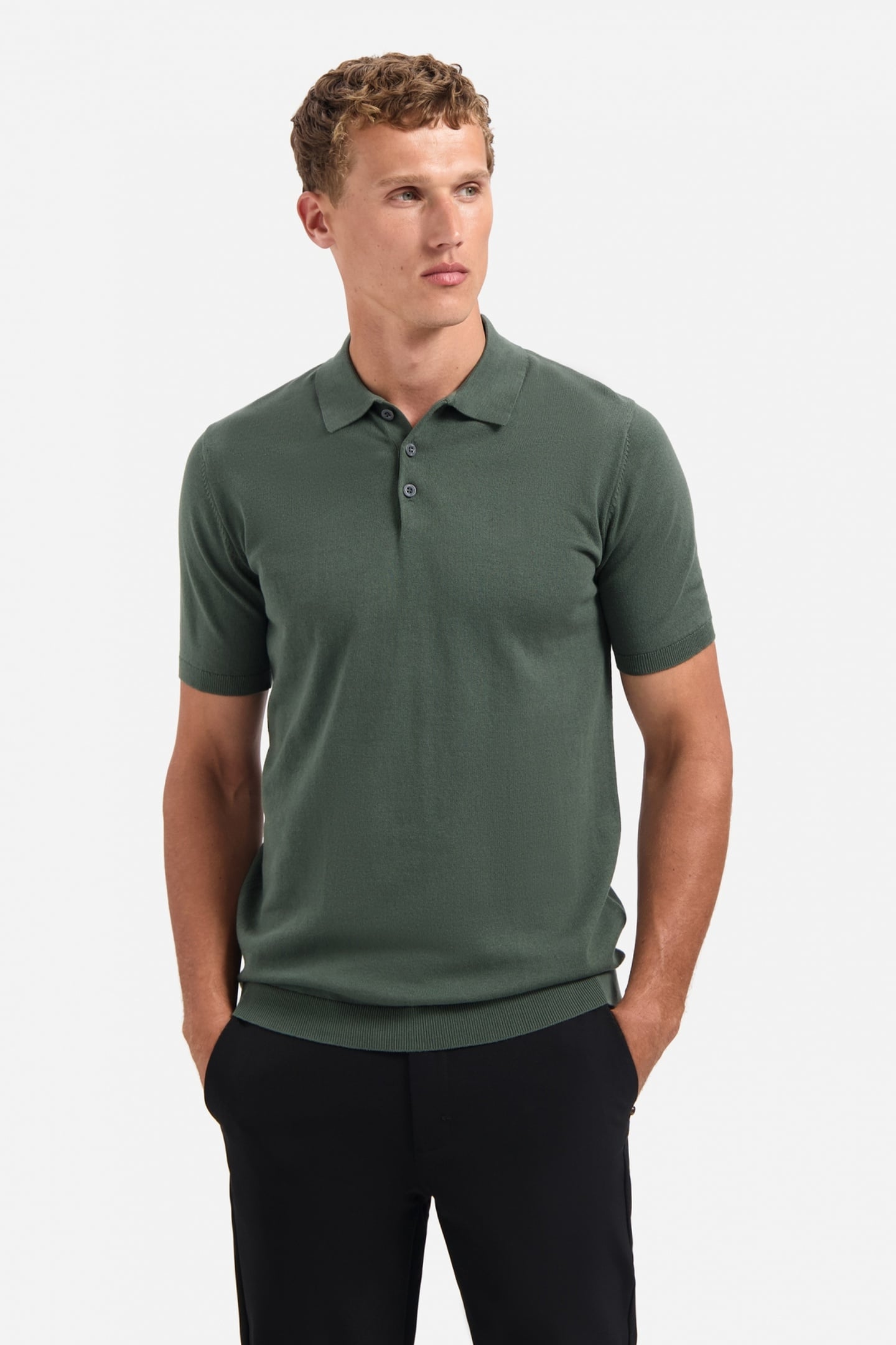 PULLOVER SHORT SLEEVE POLO SOLID DARK GREEN 1