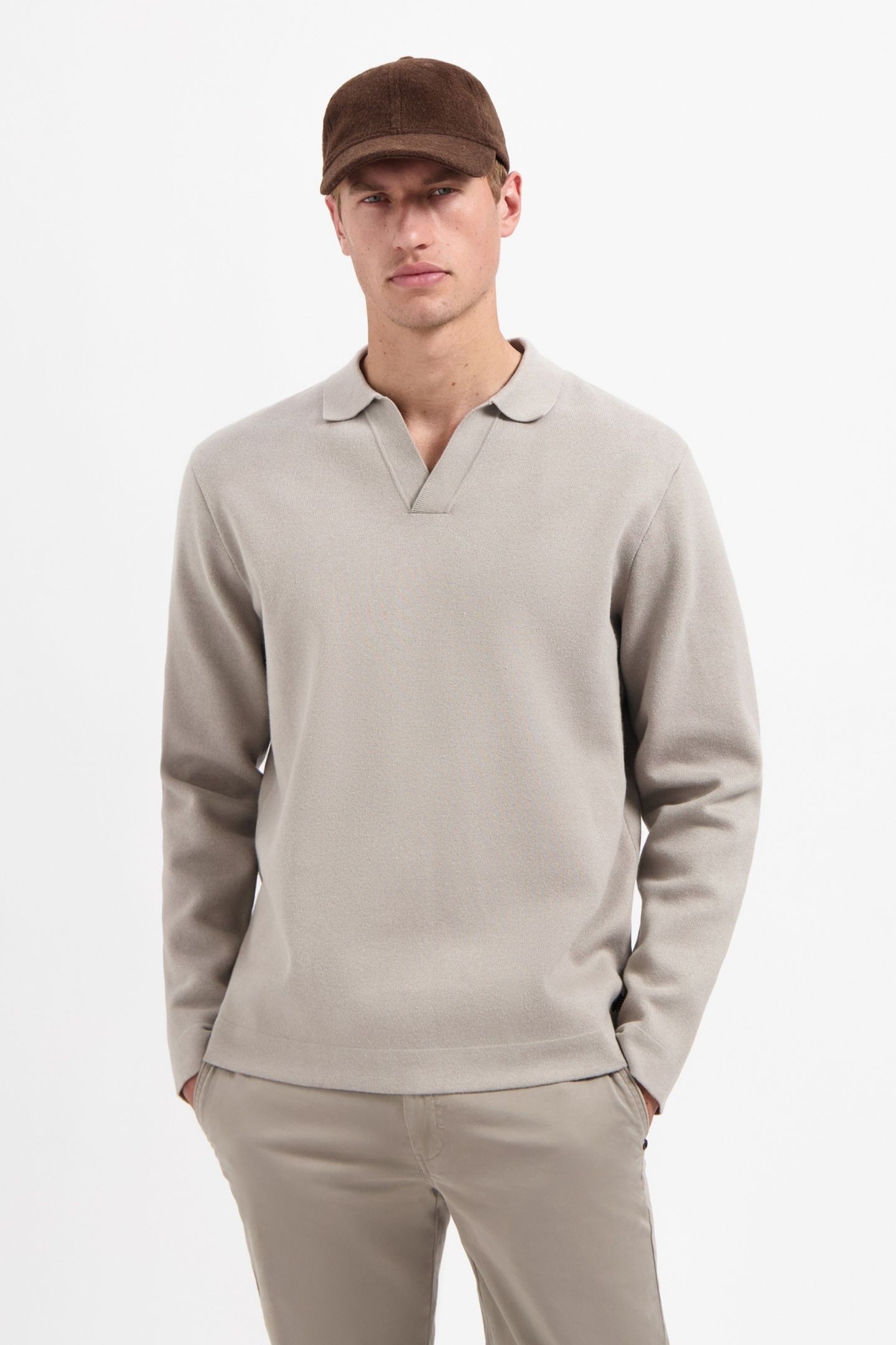 PULLOVER OPEN POLO COLLAR RELIEF CLAY 1