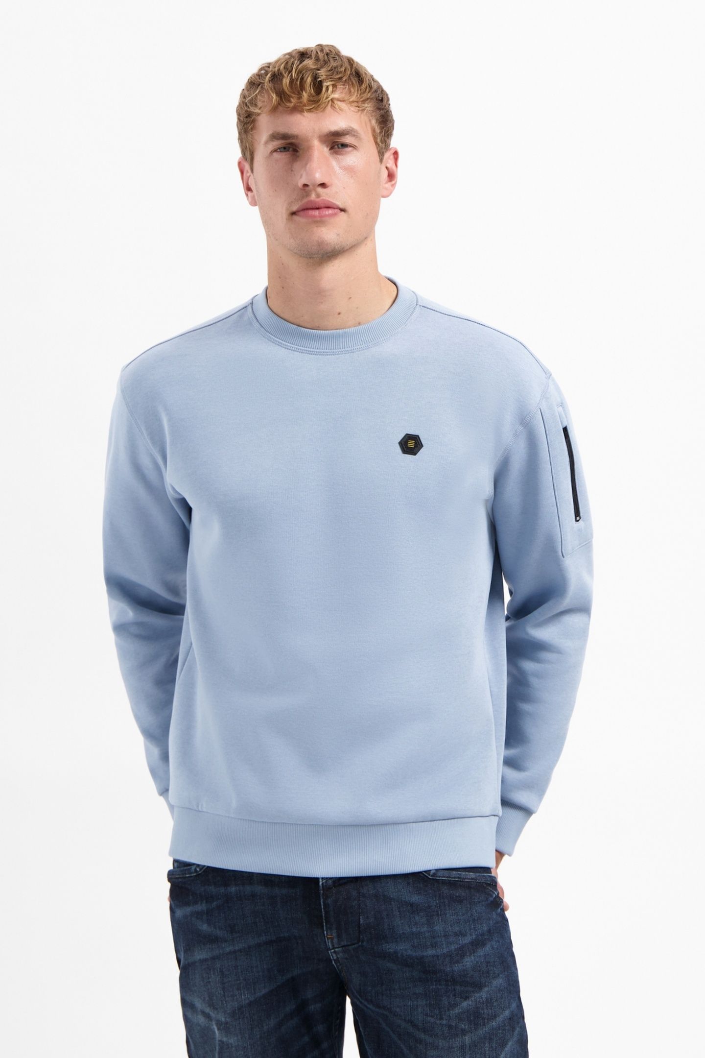 SWEATER CREWNECK BRUSHED INSIDE DUSTY BLUE 1