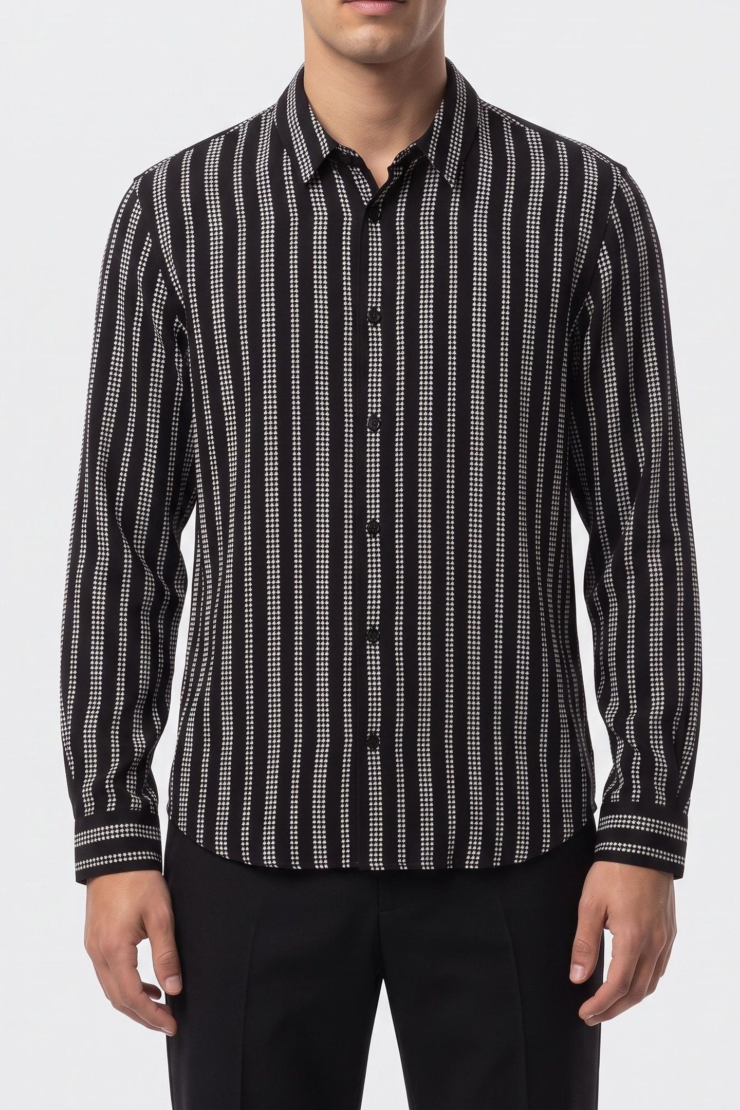 LONG-SLEEVED SHIRTS WITH CLASSIC COLLAR BLACK WHITE 1