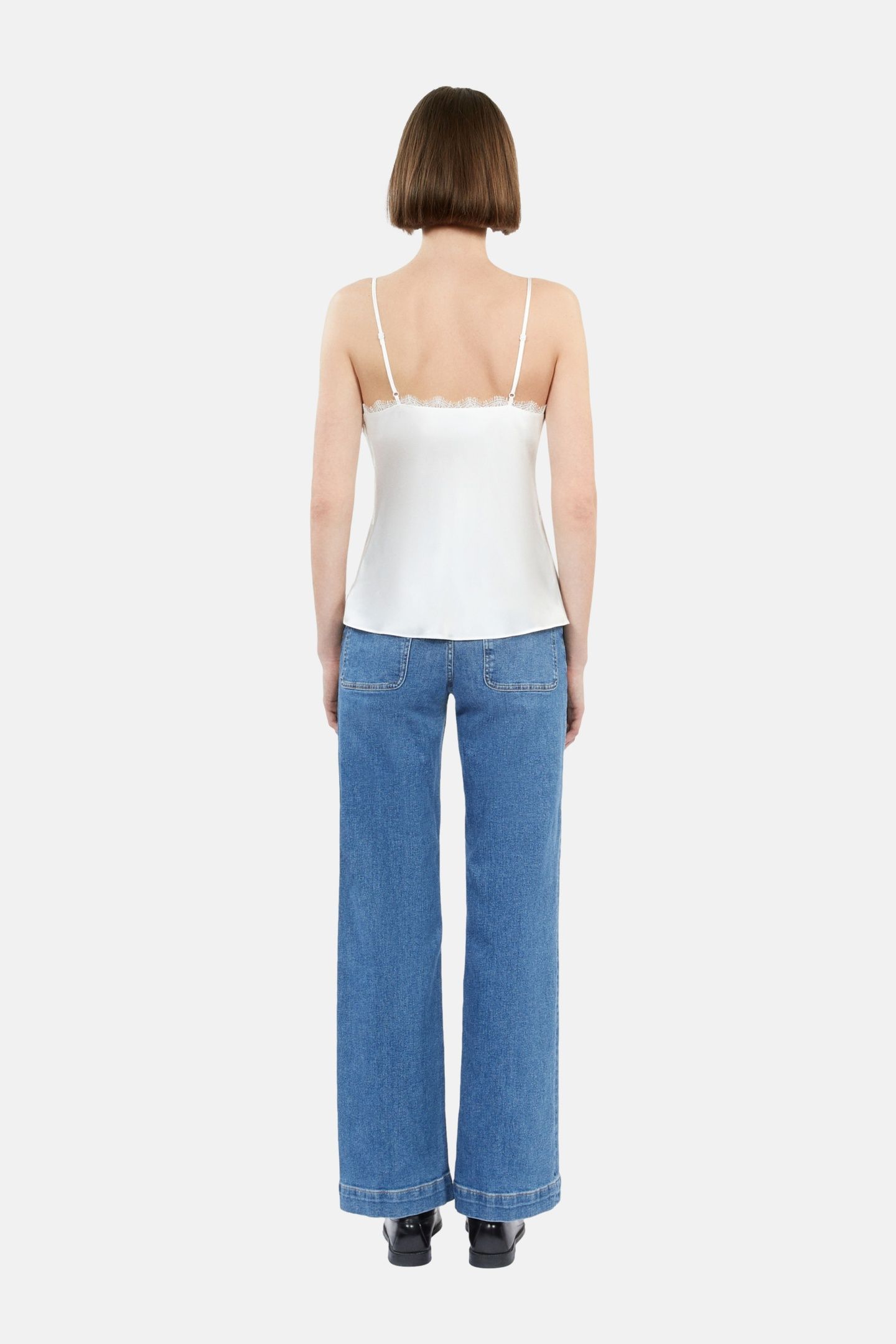 SILK STRAP TOP WITH LACE ECRU 4