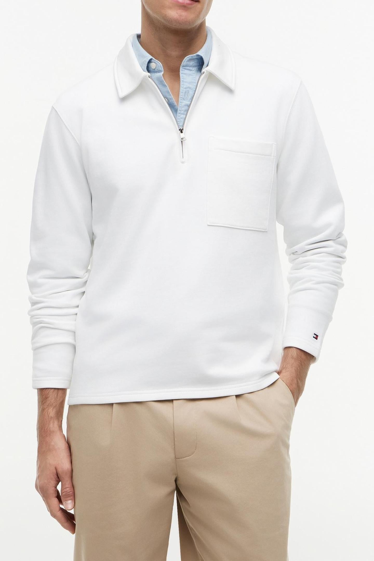 ESSENTIAL TERRY QUARTER-ZIP WHITE 1