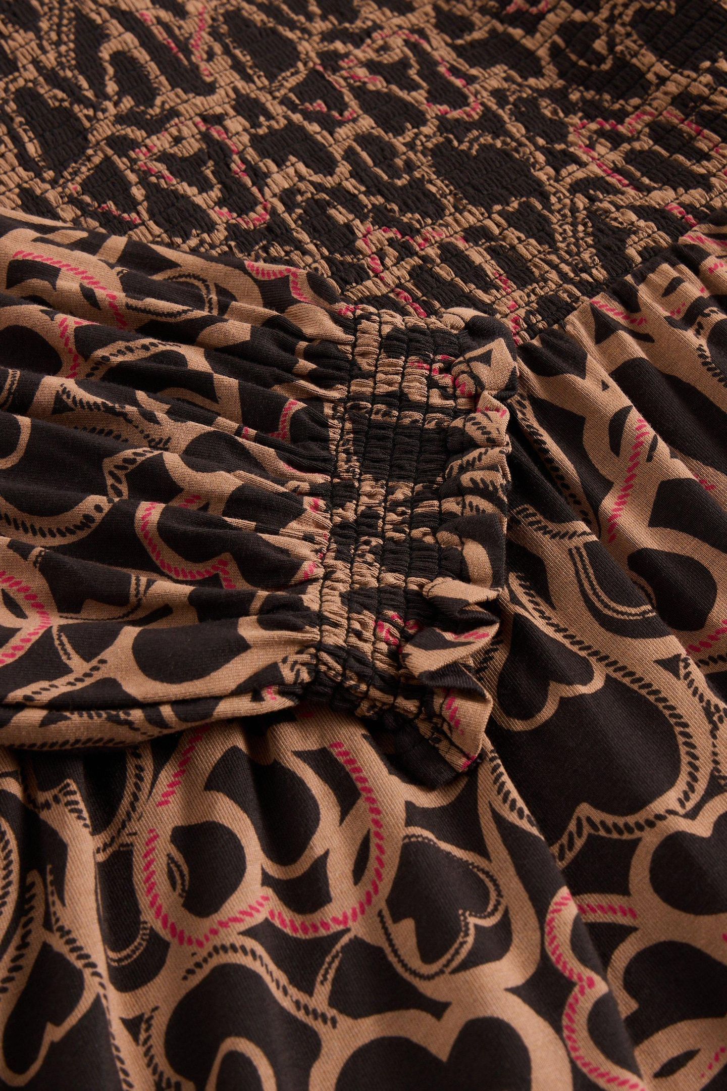 EMILY SHIRRED JERSEY DRESS BLACK PRINT 6