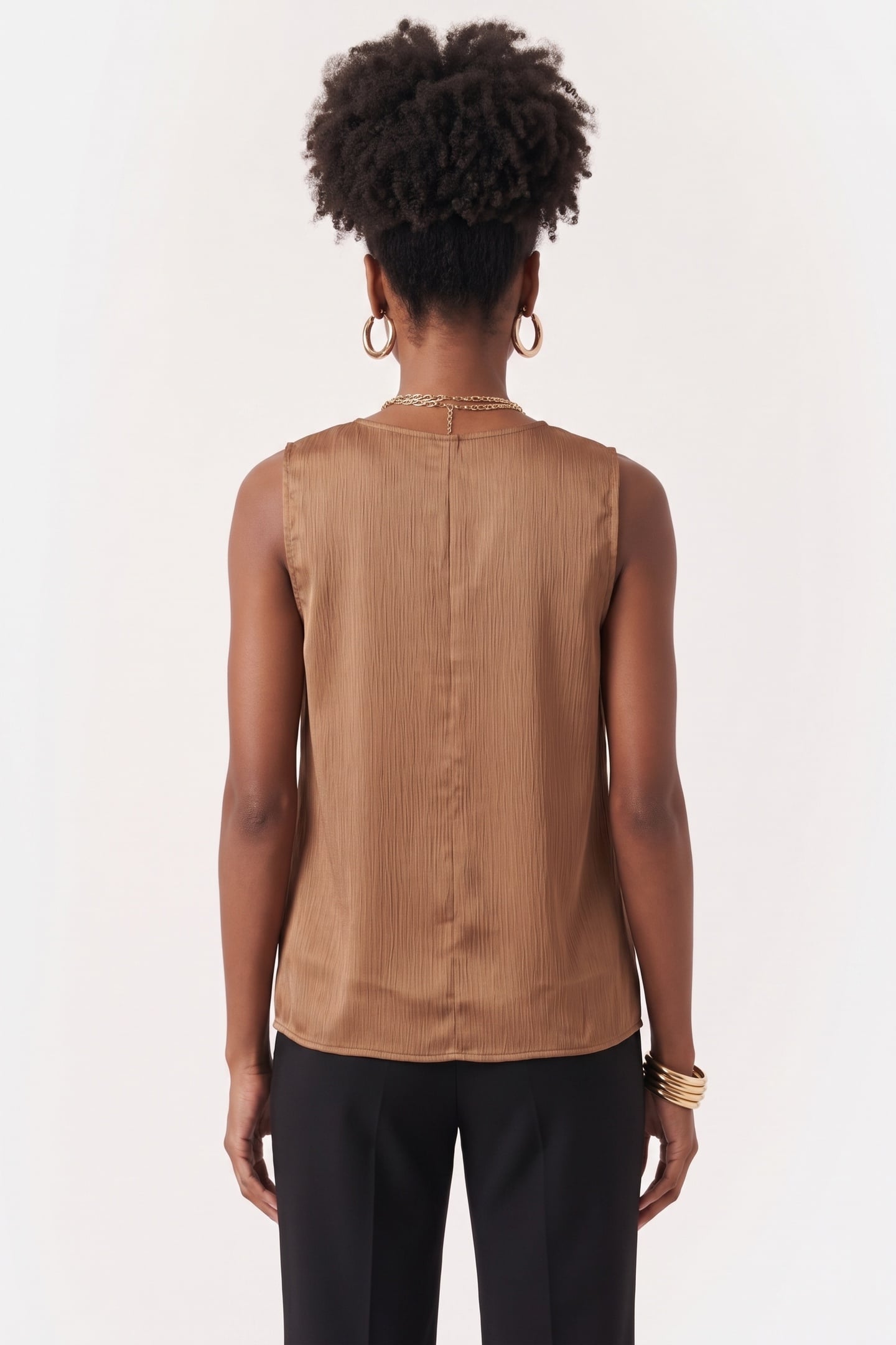 PLISSE V NECK SHIRT EXECUTIVE BROWN 2