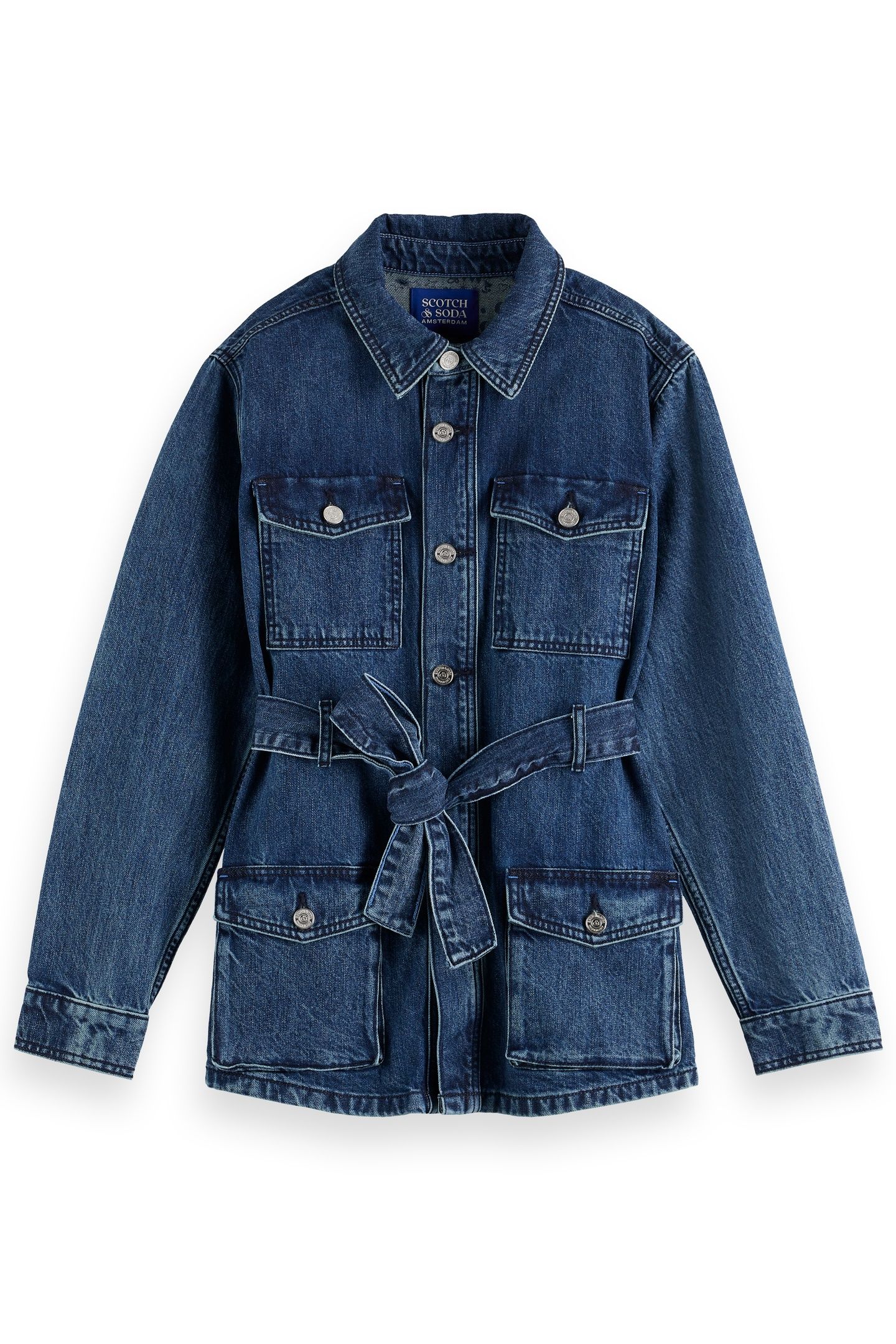 WORKED OUT BELTED DENIM JACKET — FRAMEWORK 4