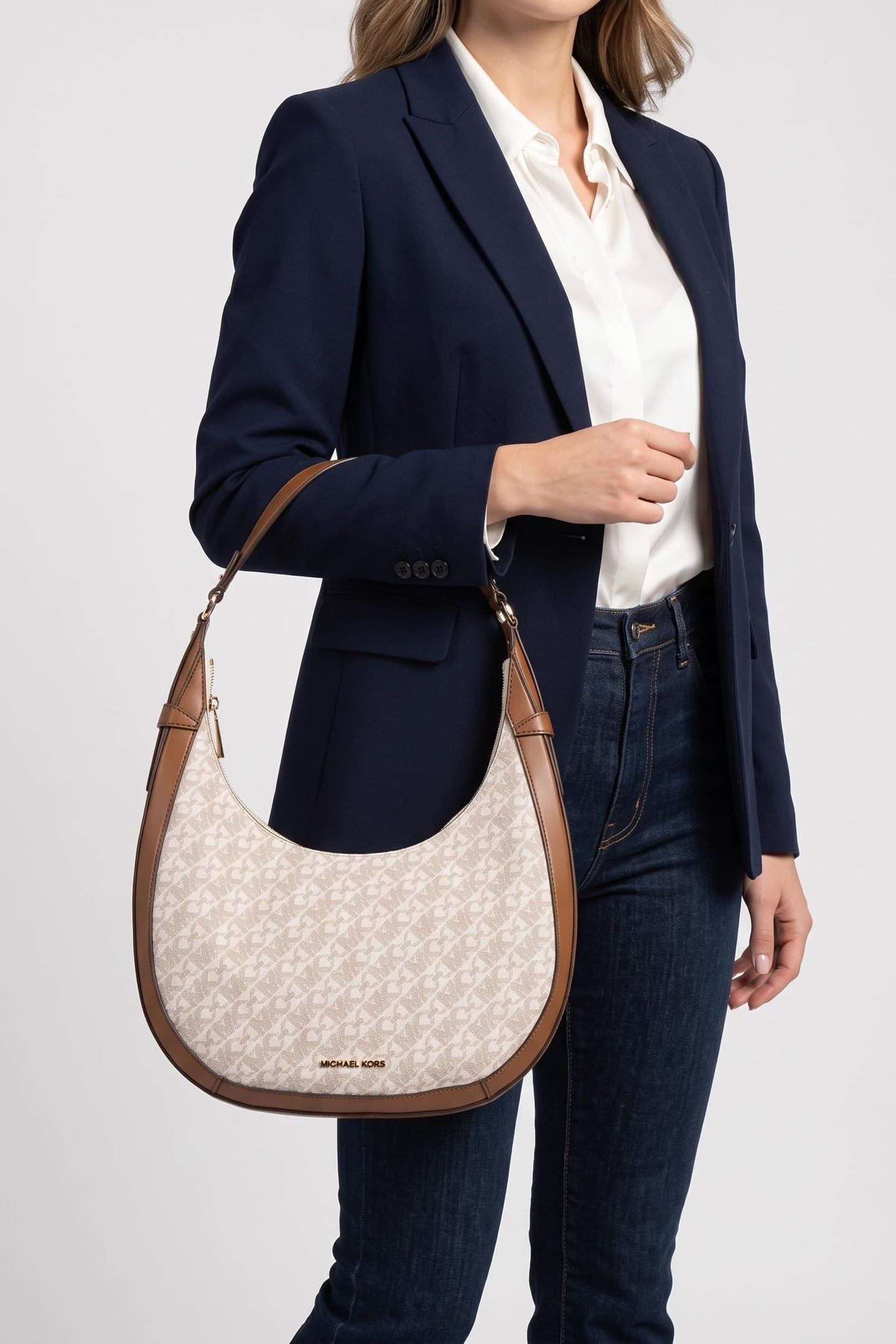 CRESCENT TOP ZIP HOBO SHOULDER VANILLA/LUGG 1